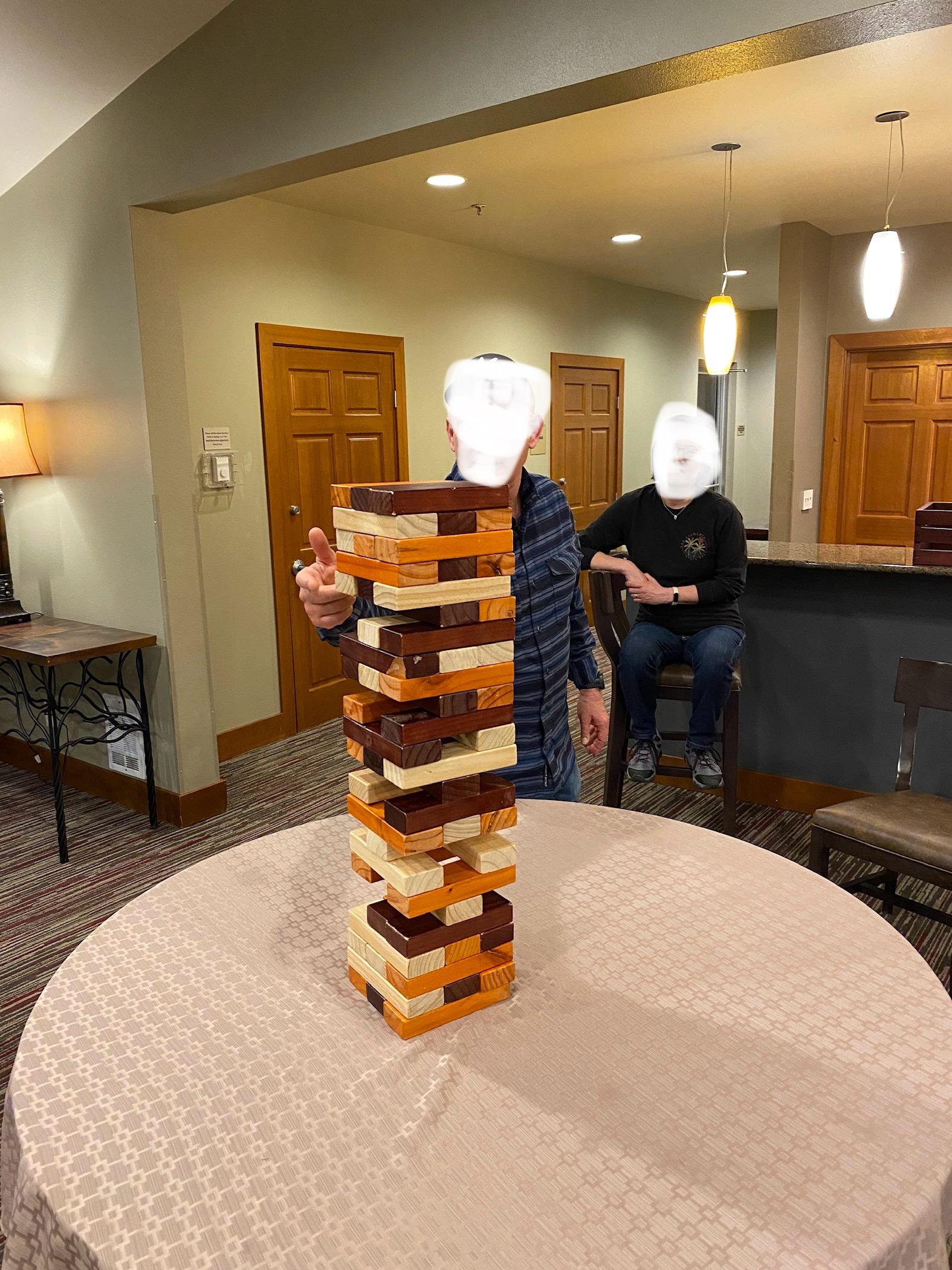 Played Giant Jenga (and Giant Connect Four) in the Club Room on the 5th Floor