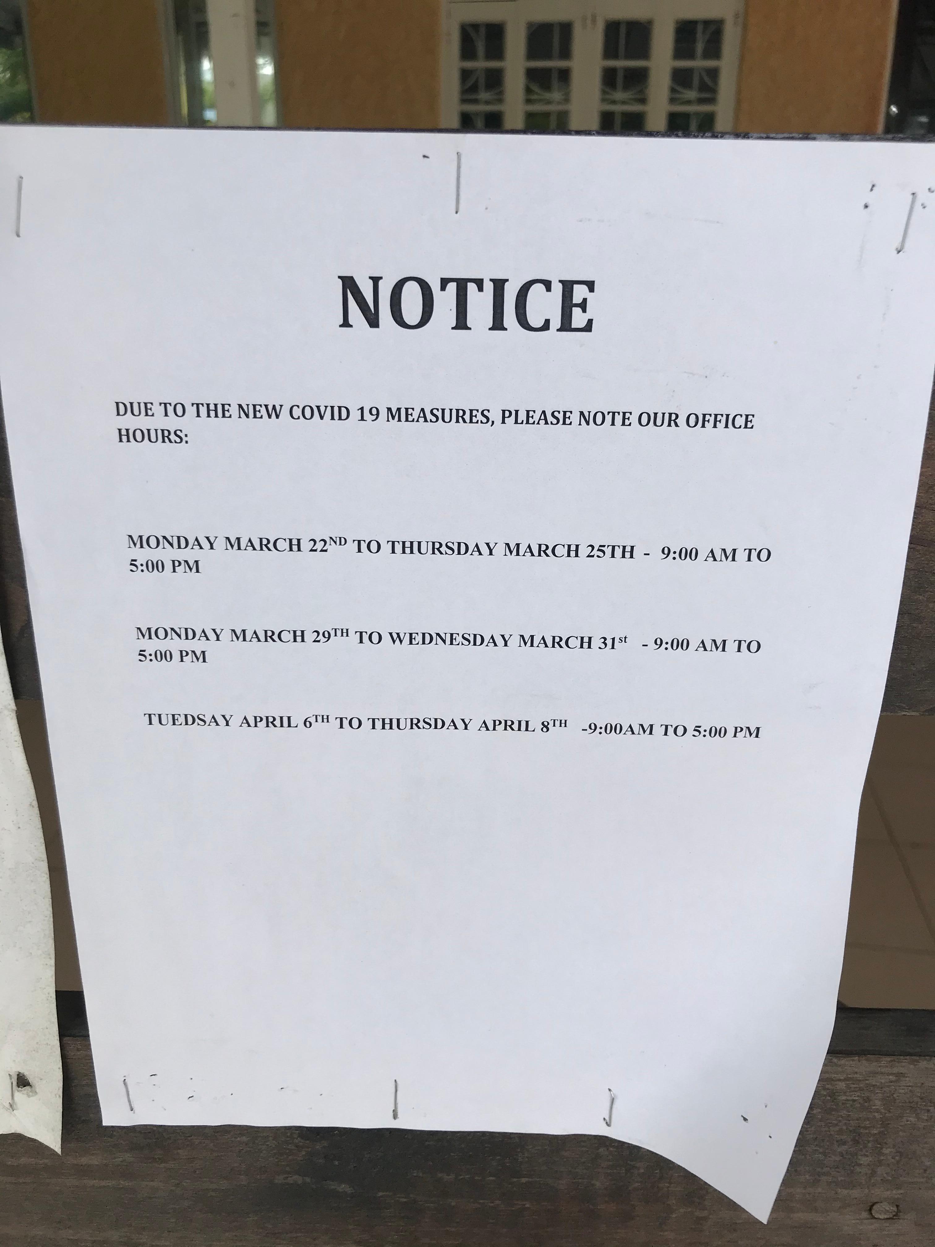 This was posted at the gate.