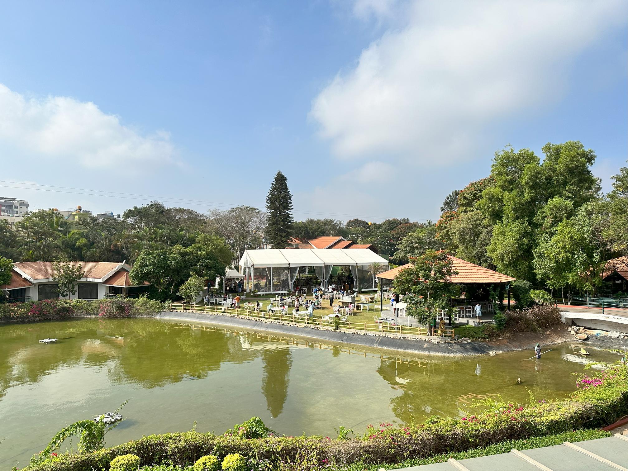 View of the lake and Restaurant from the Duplex rooms