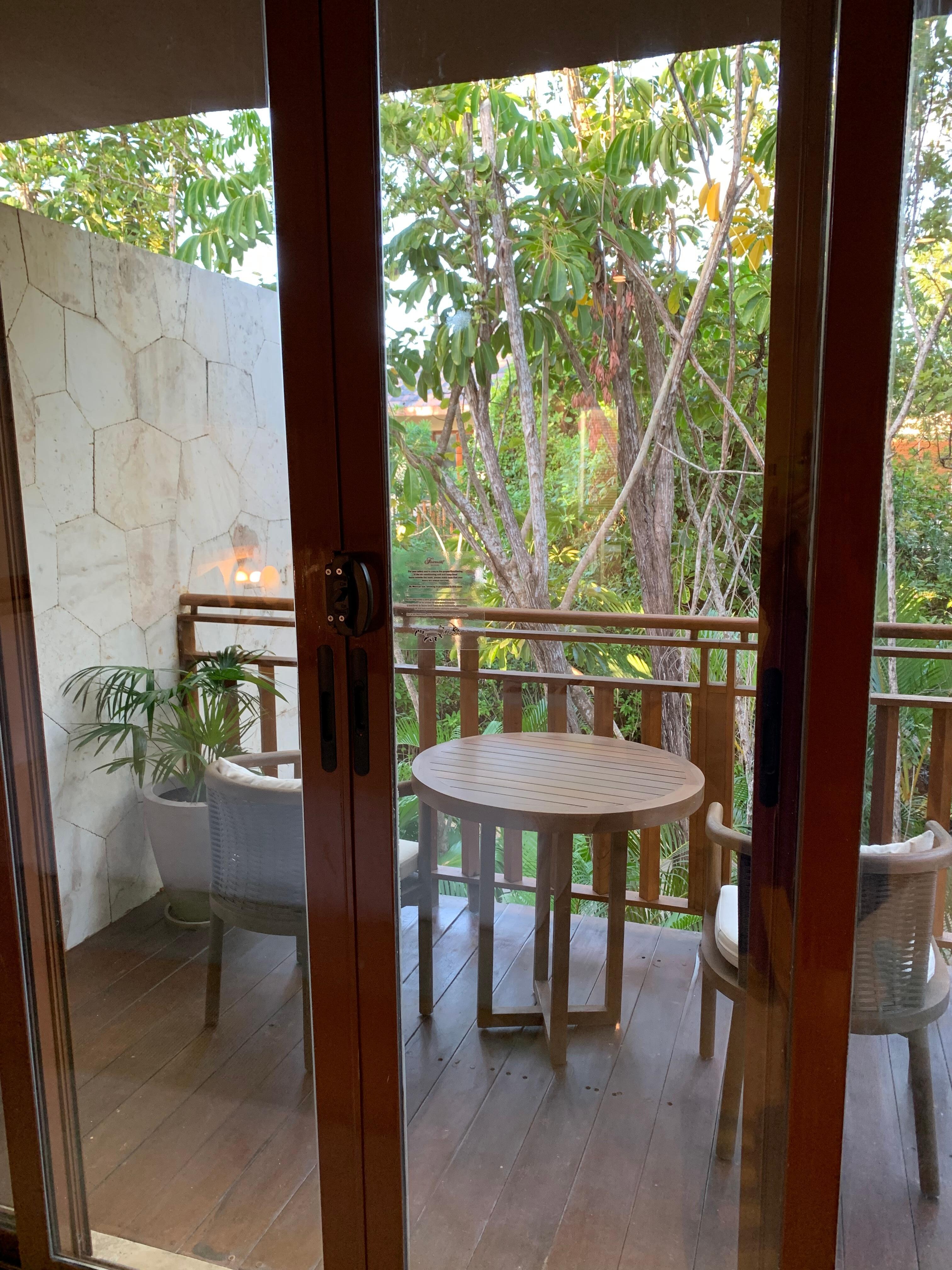 Balcony was like being in a treehouse in the jungle.
