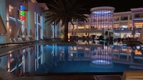 Main outdoor pool at night