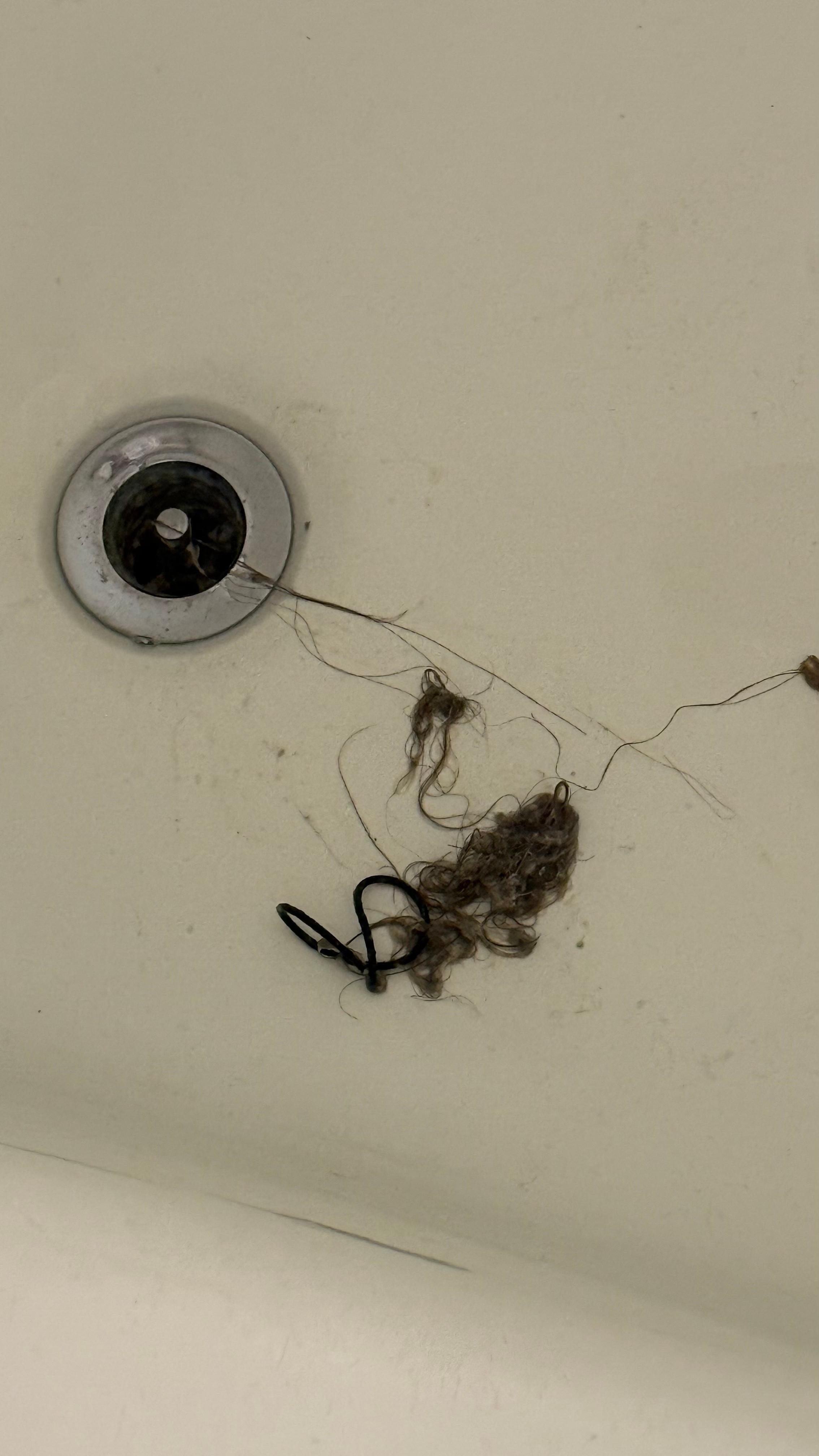 Bathtub drain with hair and other things