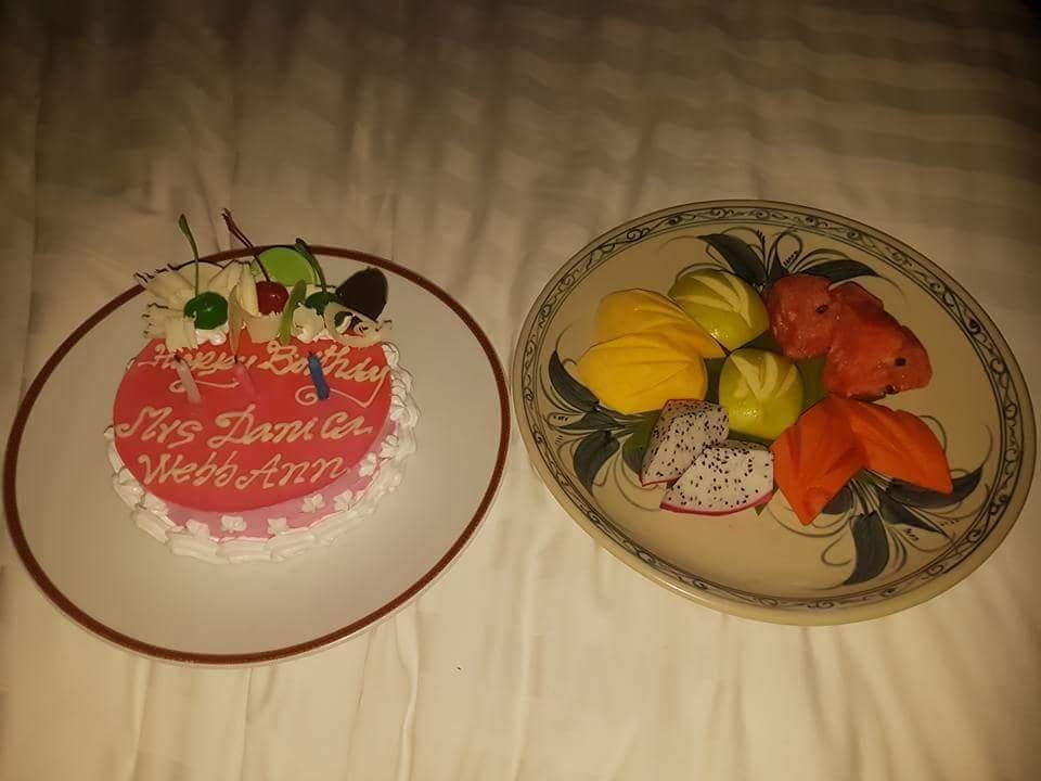 My birthday cake and fruit platter