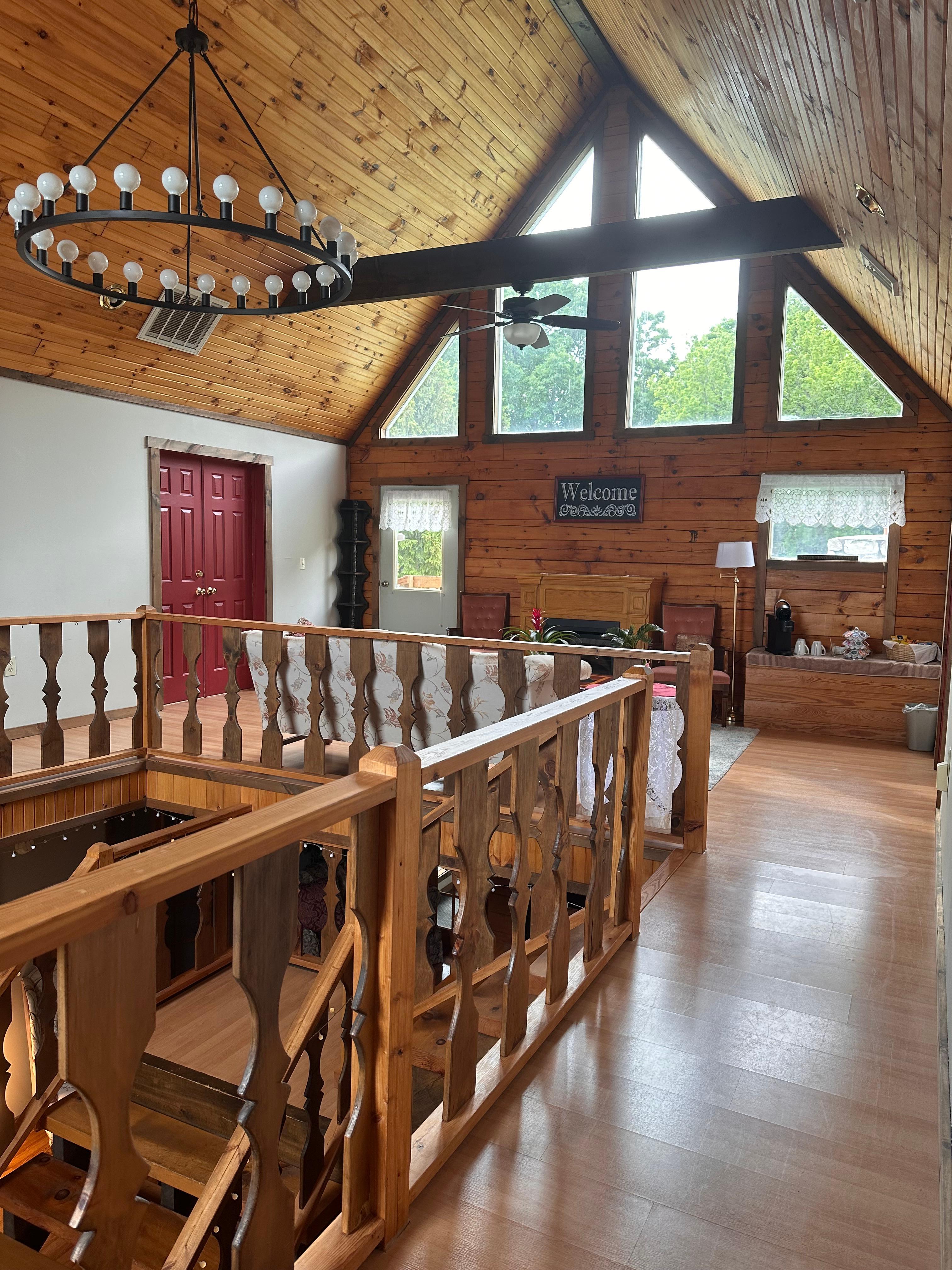 Common area, features coffee bar. This area was almost pitched black at night. 