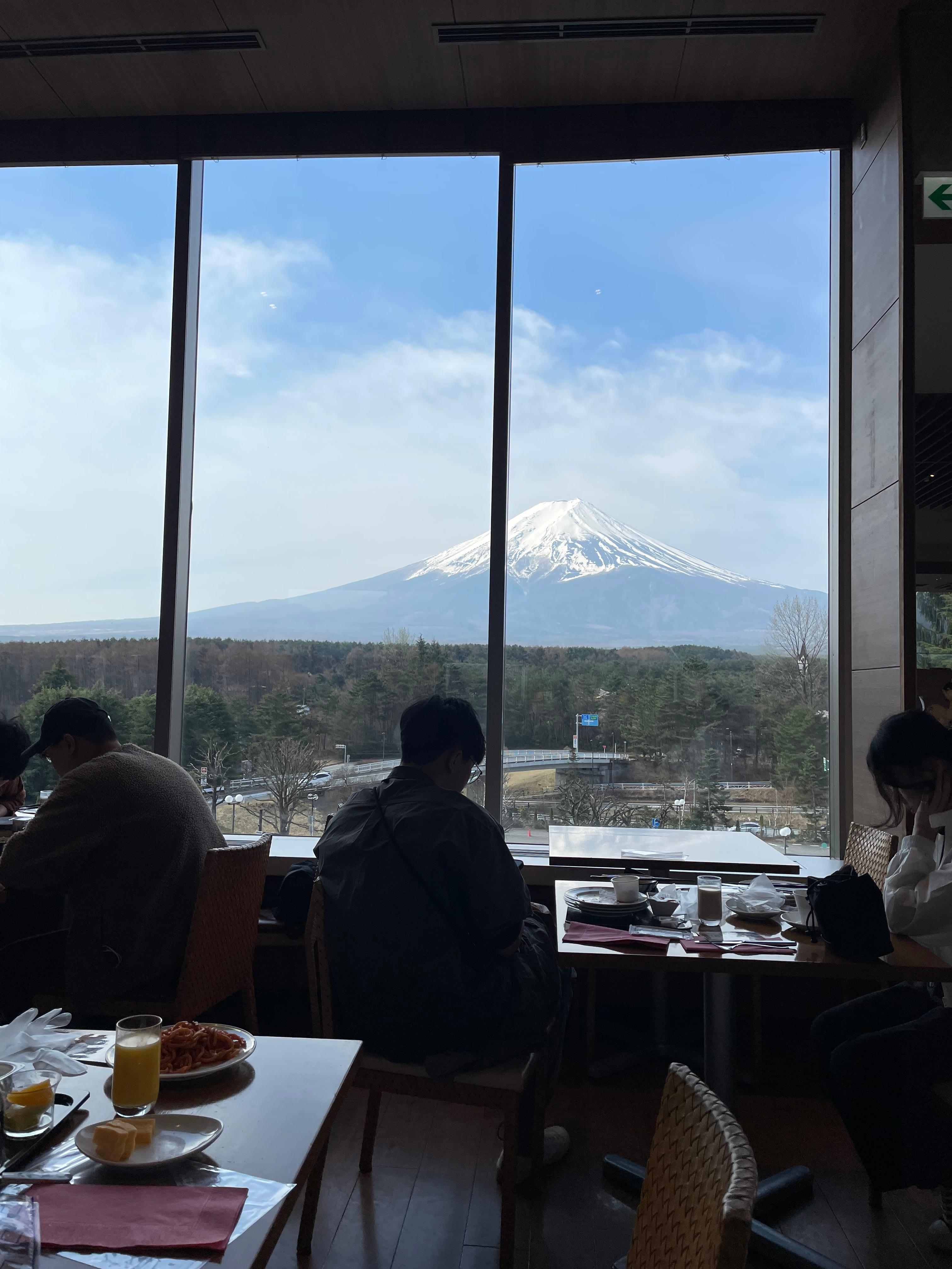 Perfect view of Mt Fuji from hotel restaurant