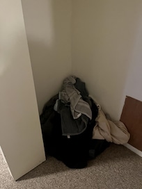dirty linens/clothes is closet