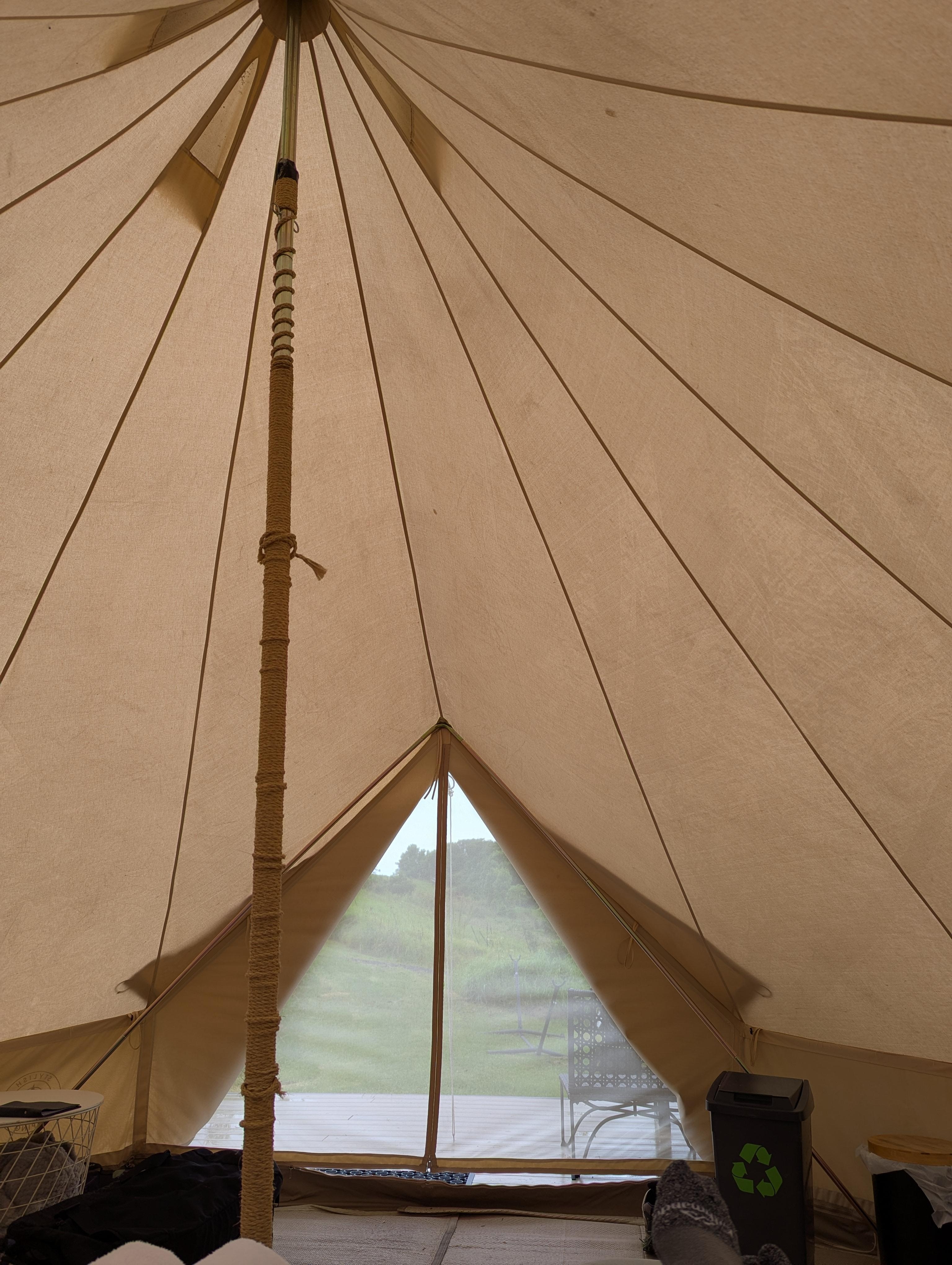 The view from the inside of the tent