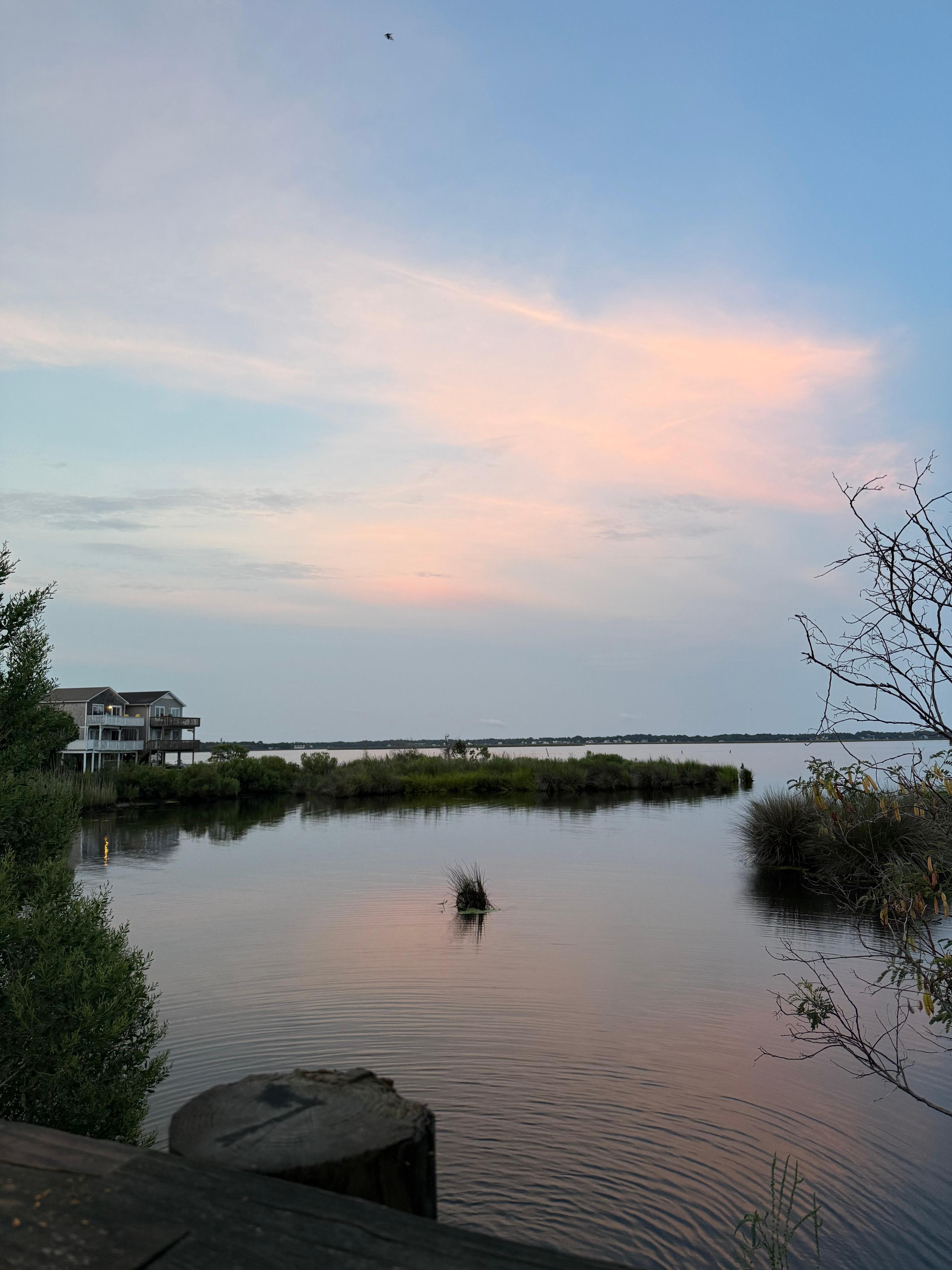 View of the bay from the front porch. 