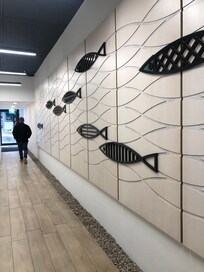 Walkway to shops from lift