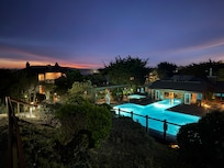 The pool area at night (open til 11p)