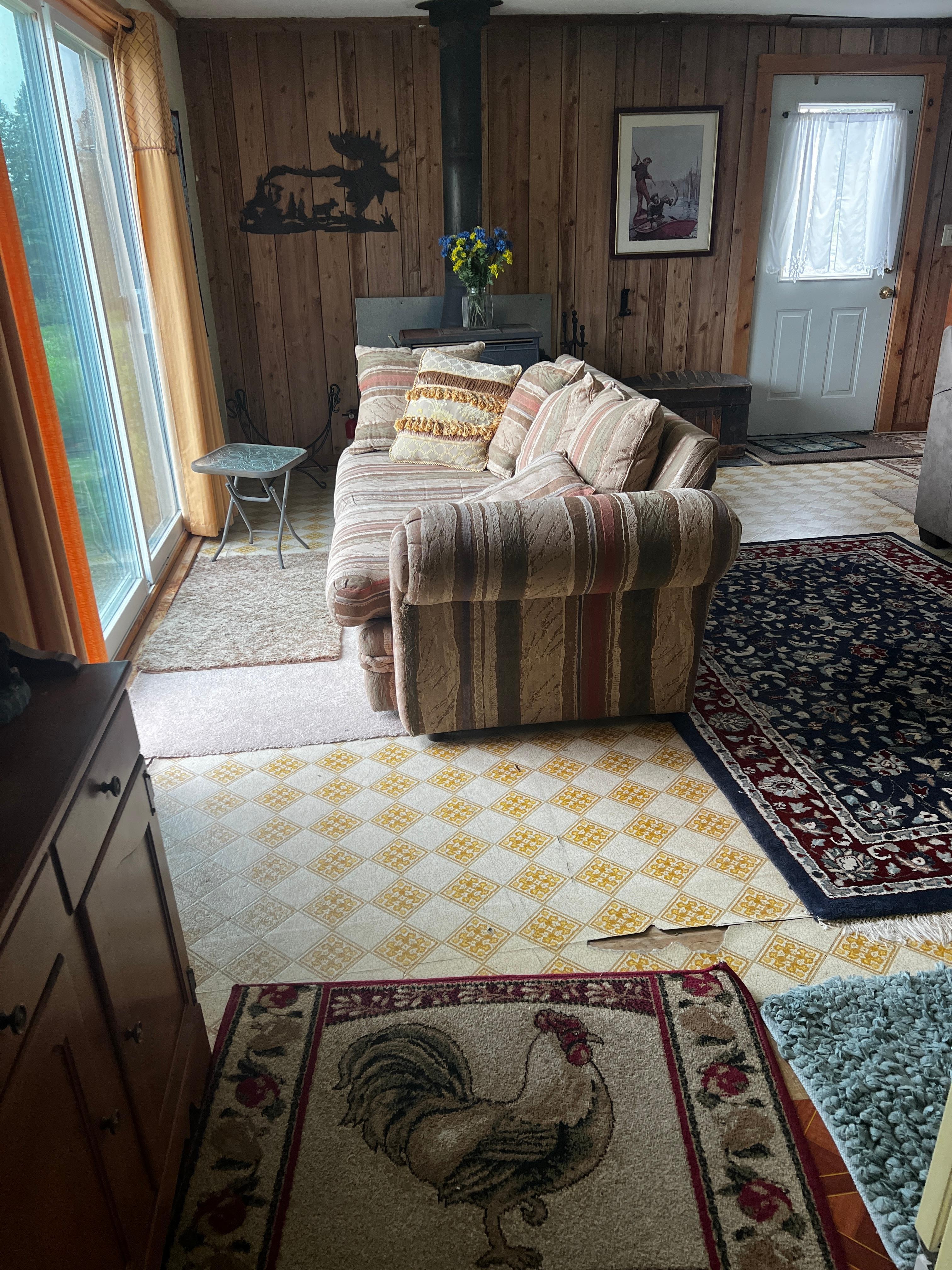 Area rugs needed to cover the floor that needed repair 