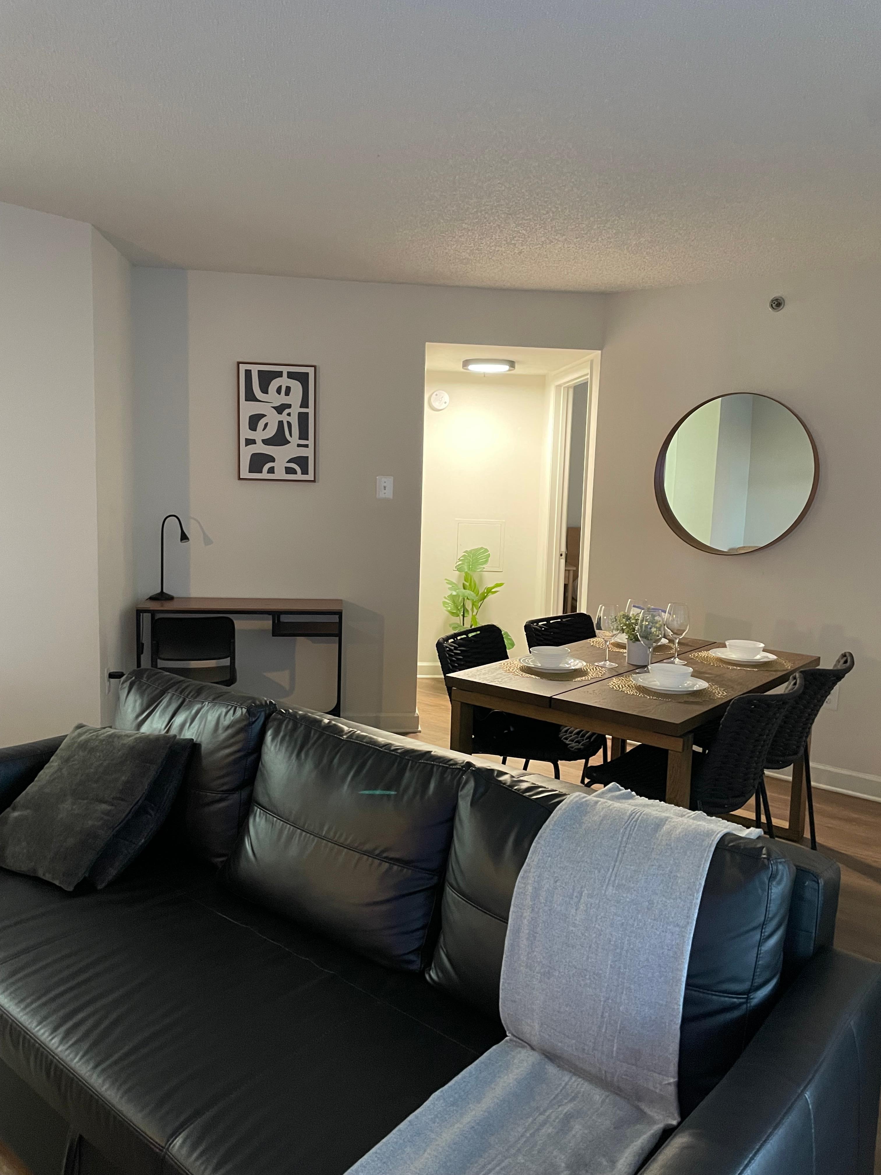 There was a little desk area to work with a desk lamp.