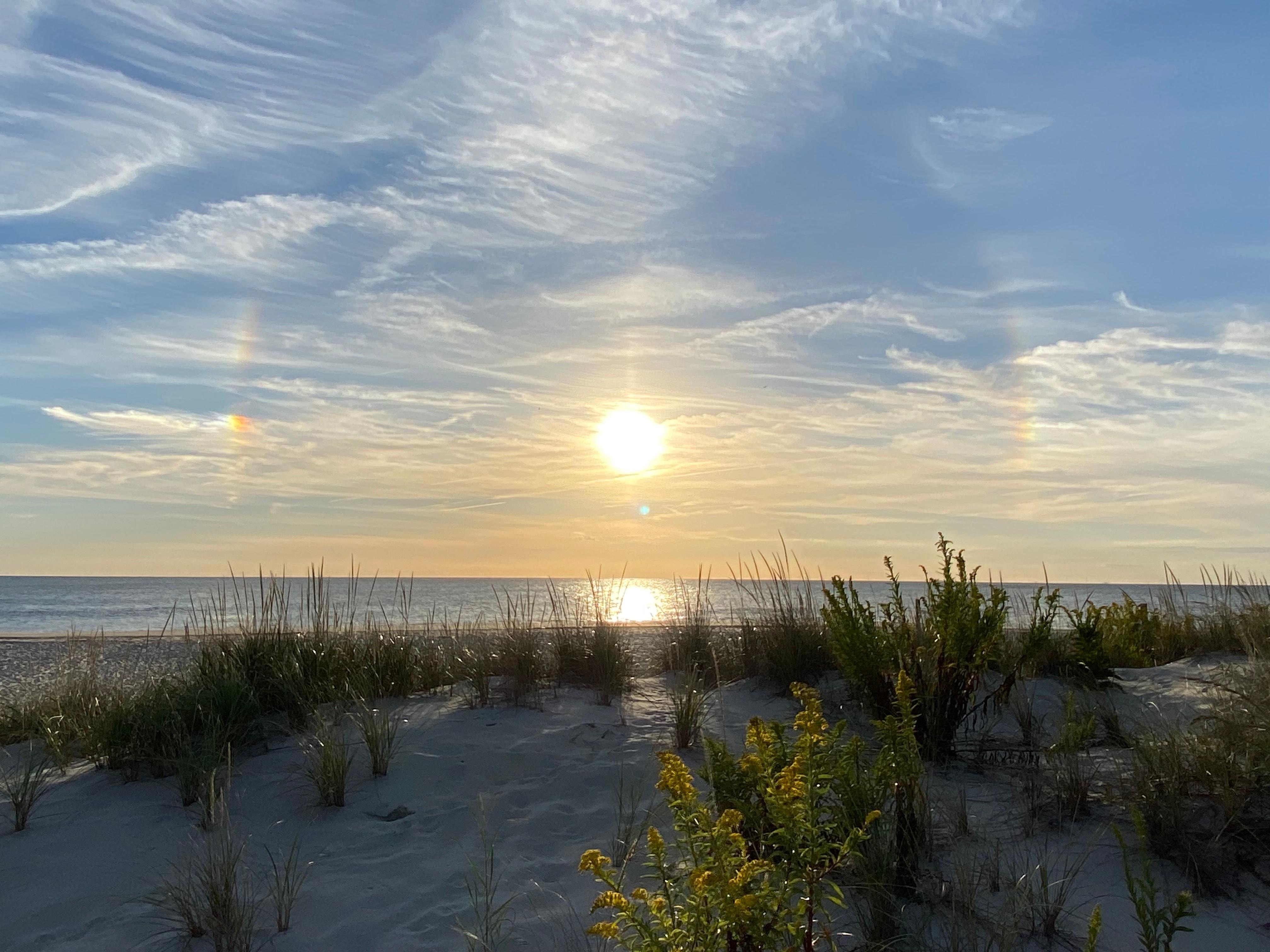 Beautiful parhelia (aka sun dog) at sunset Cape May Point.