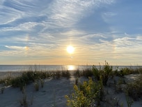 Beautiful parhelia (aka sun dog) at sunset Cape May Point.