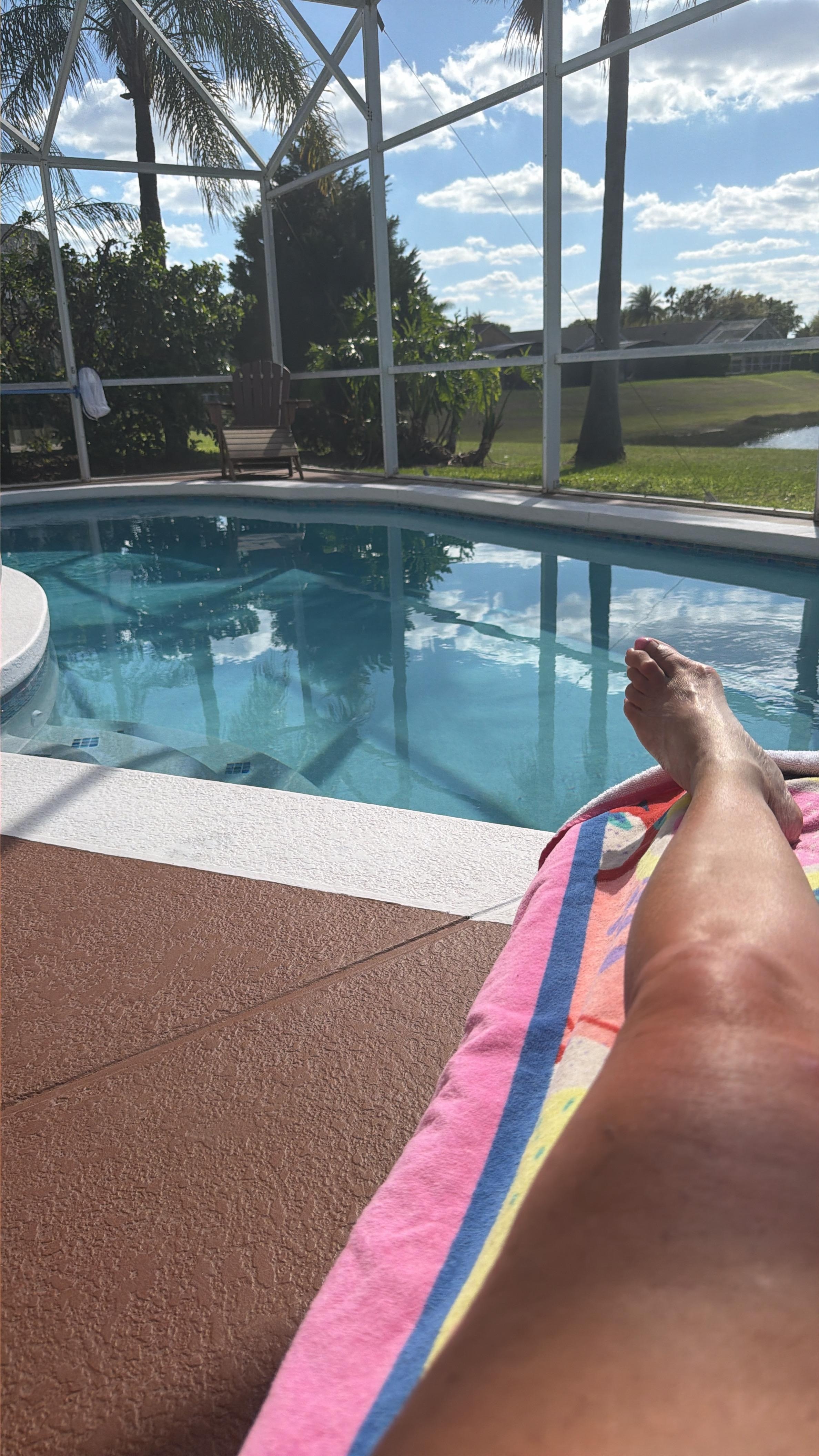 Lounging next to the pool