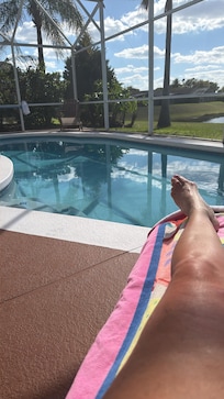 Lounging next to the pool