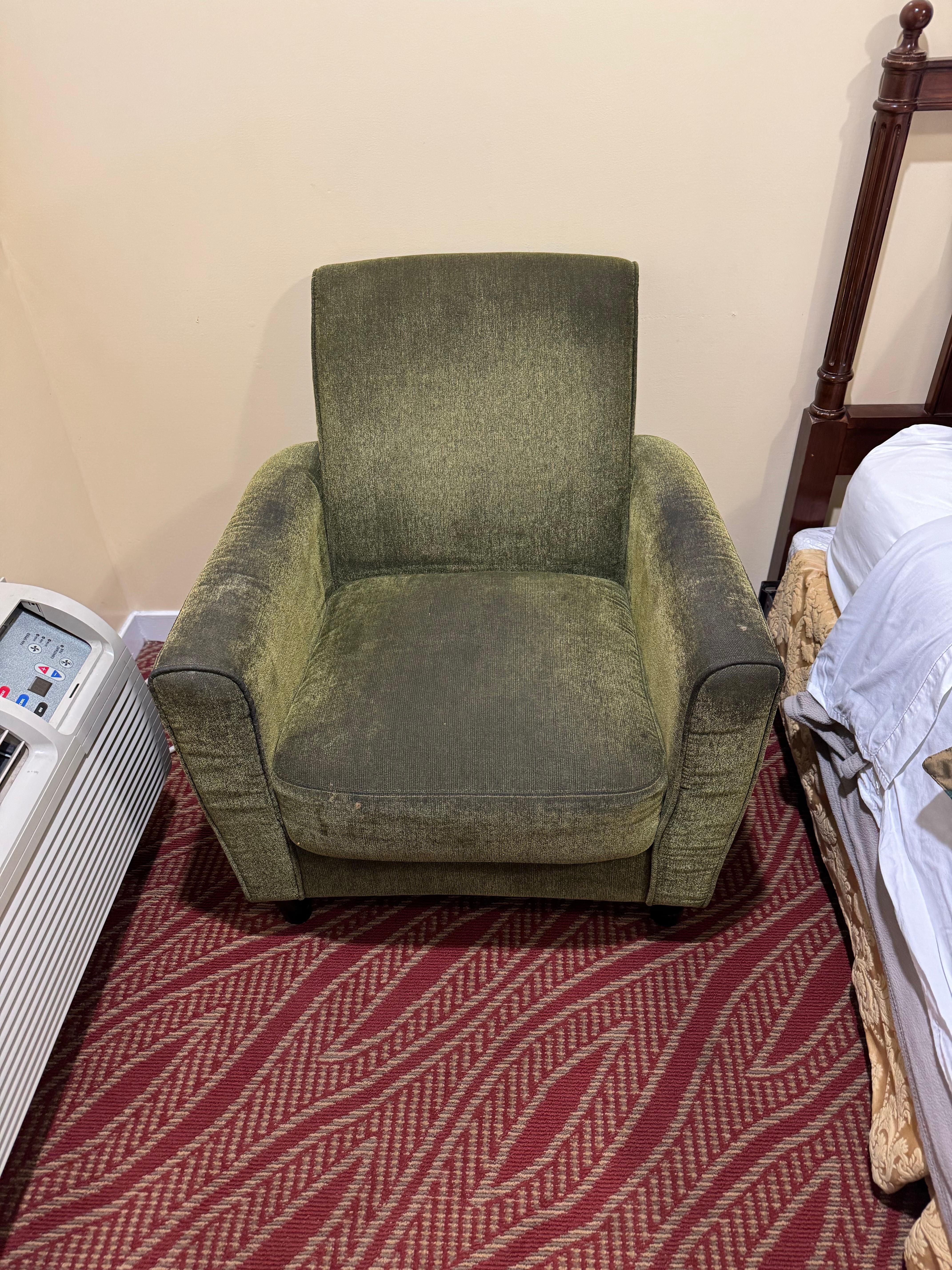 Condition of chair in room 130 Greasy and Dirty