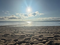 View from the beach before sunset.