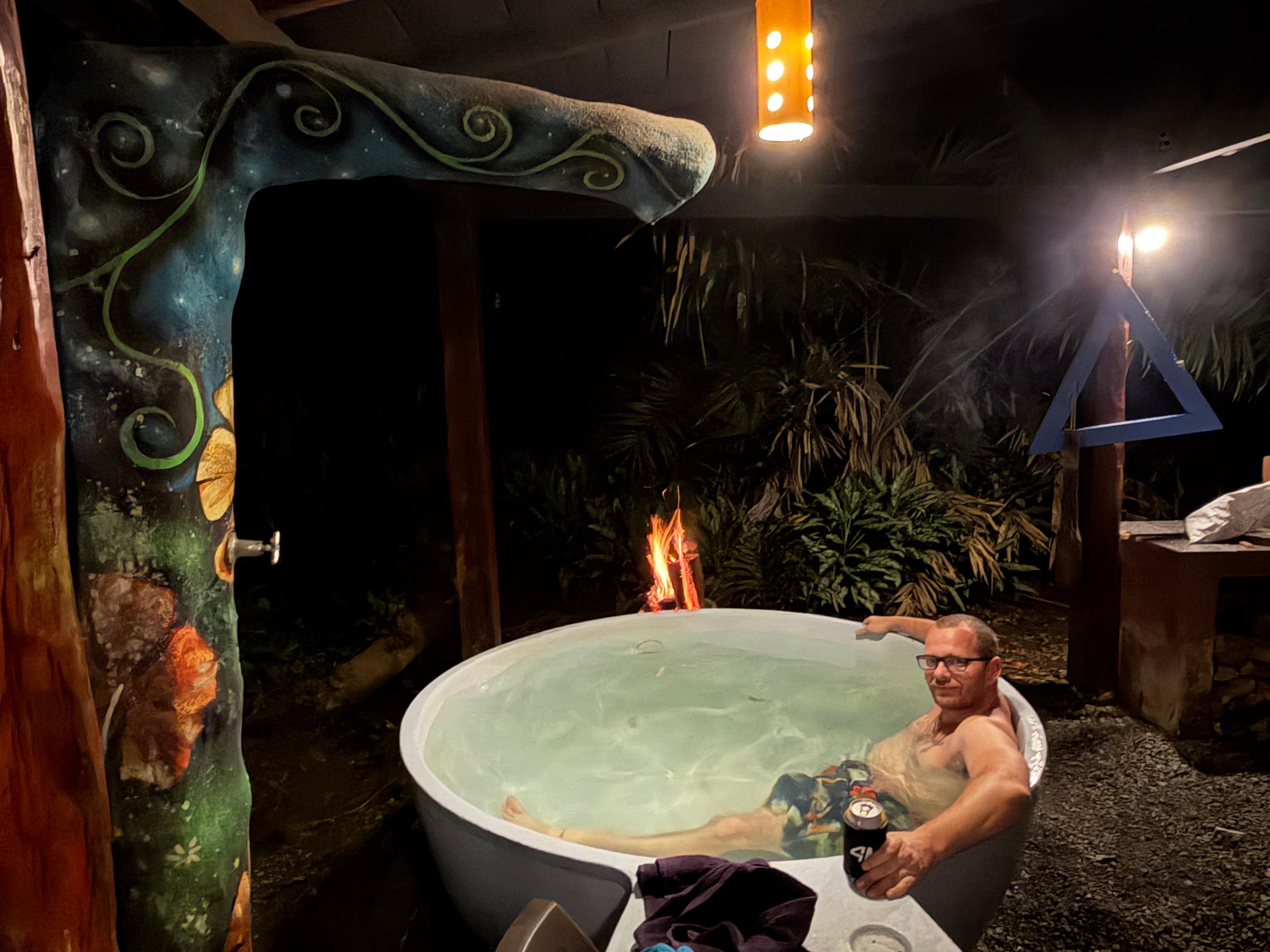 Hot tub at the beach house. 