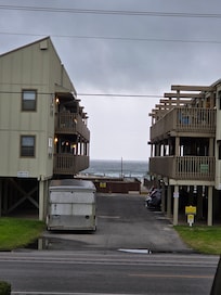 From the deck. Beacj access right across the street.