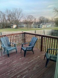 Deck and beautiful back yard.