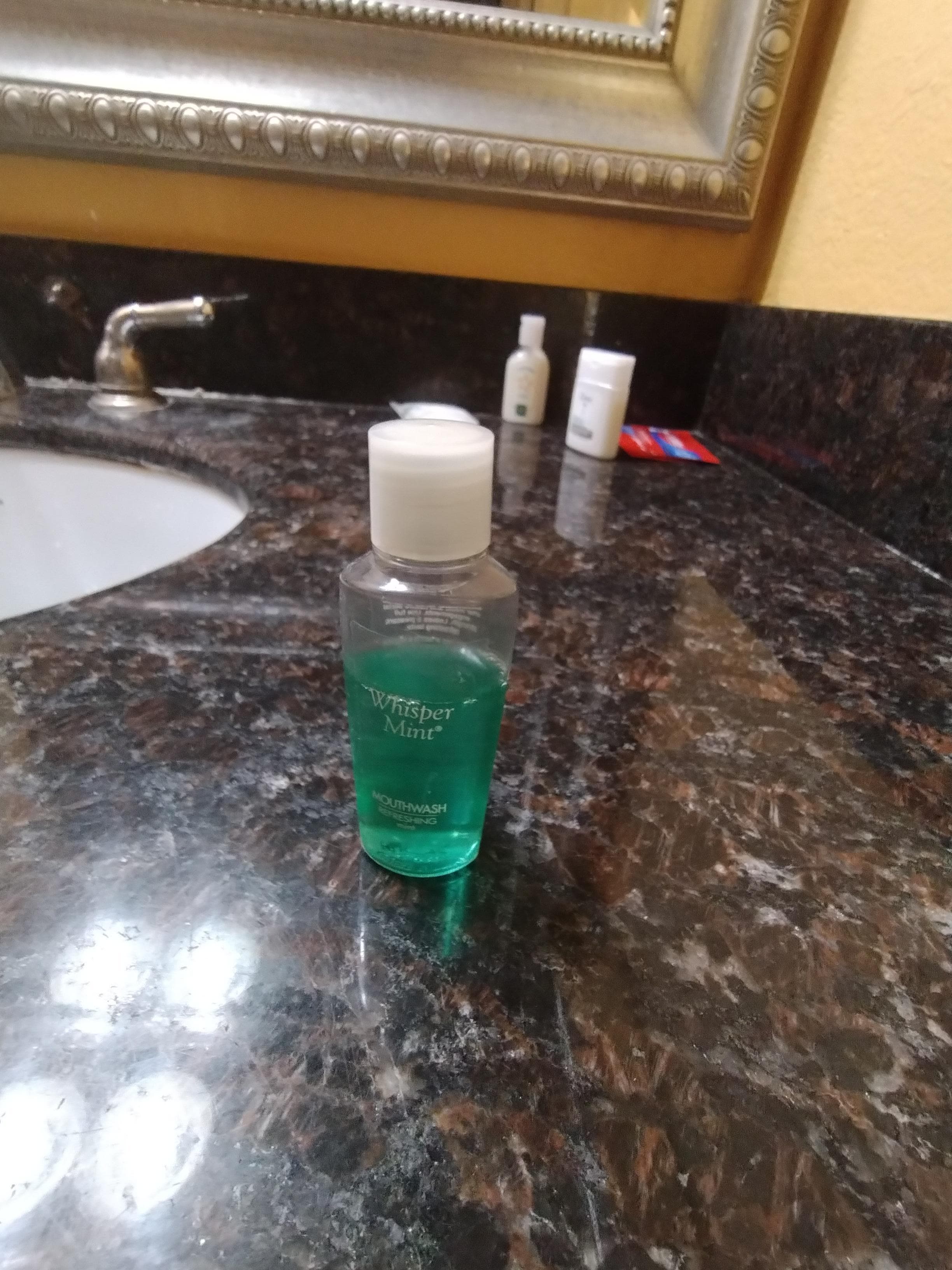 Left used complementary mouth wash. If you want to take a shower. You have to go down to the front desk and ask for towels because they are not providing unless you ask for towels.