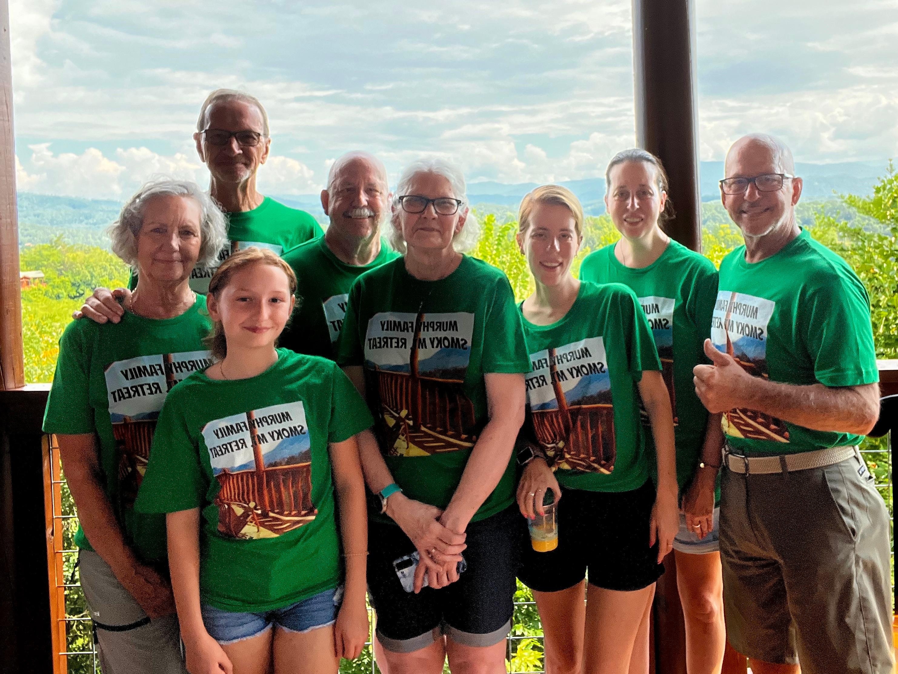 On the top deck out back.  