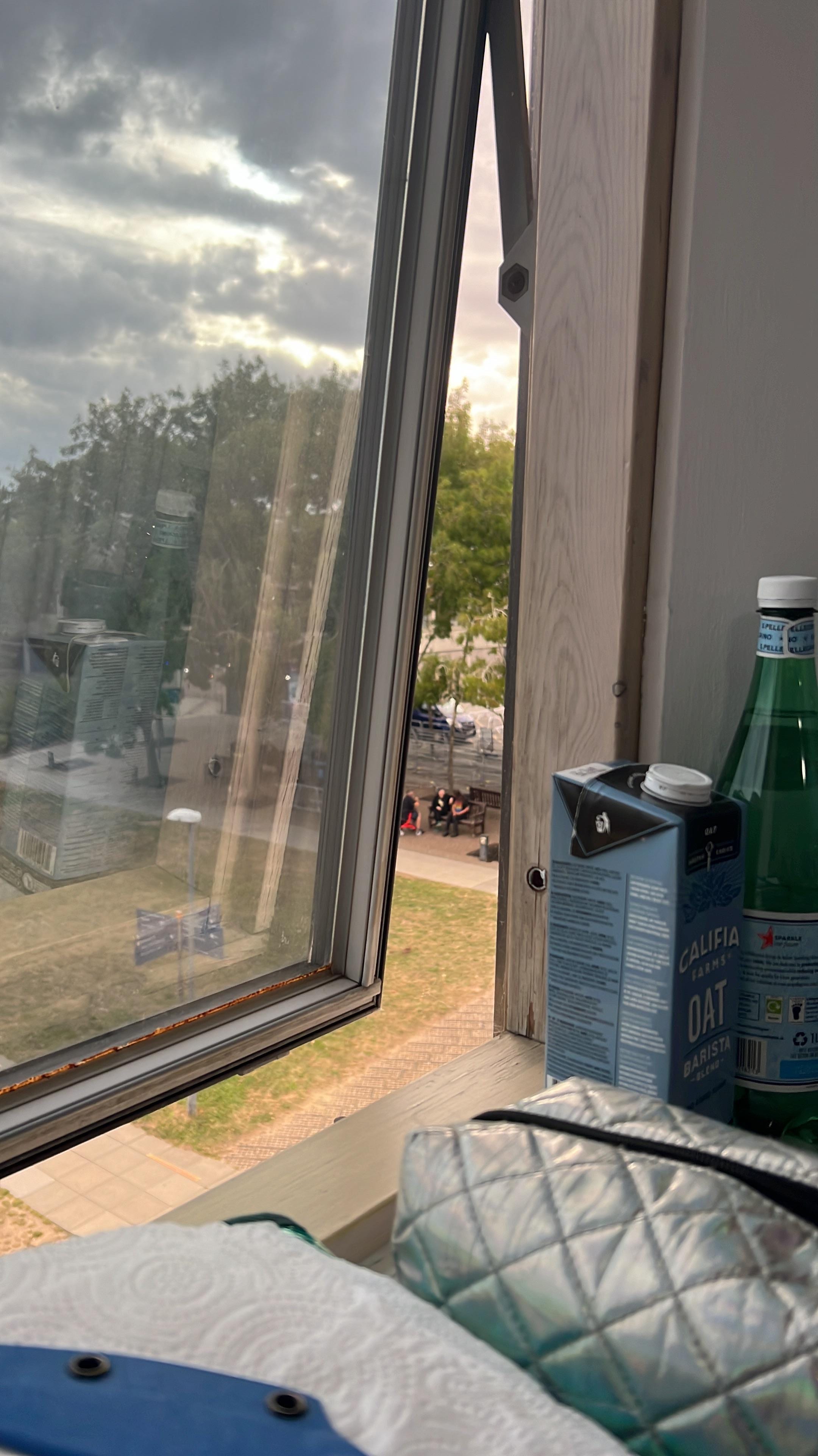 The view from our room the other way, that’s the entrance to the uea music venue