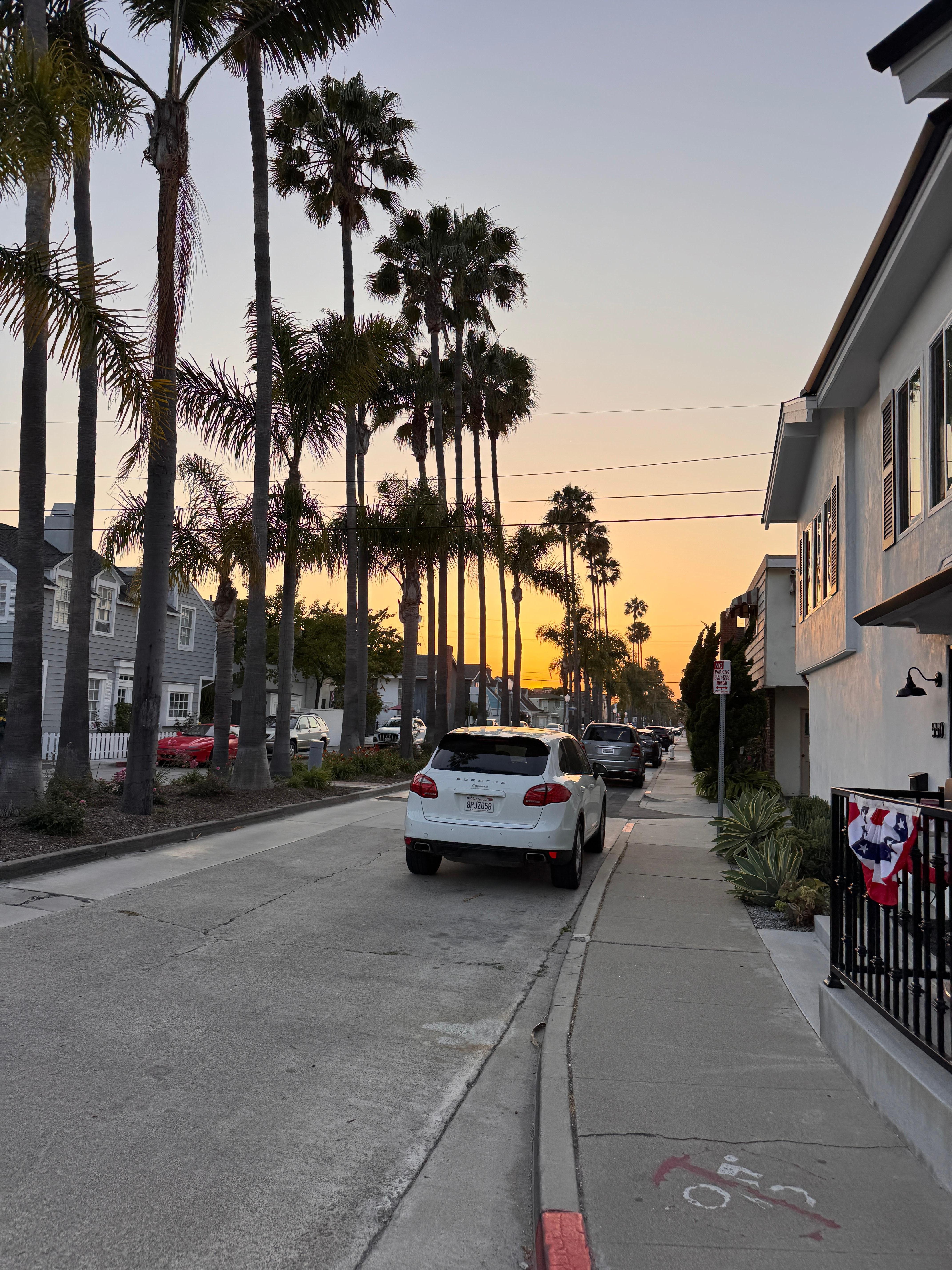 Catch the sunset as you stroll the streets of balboa island 