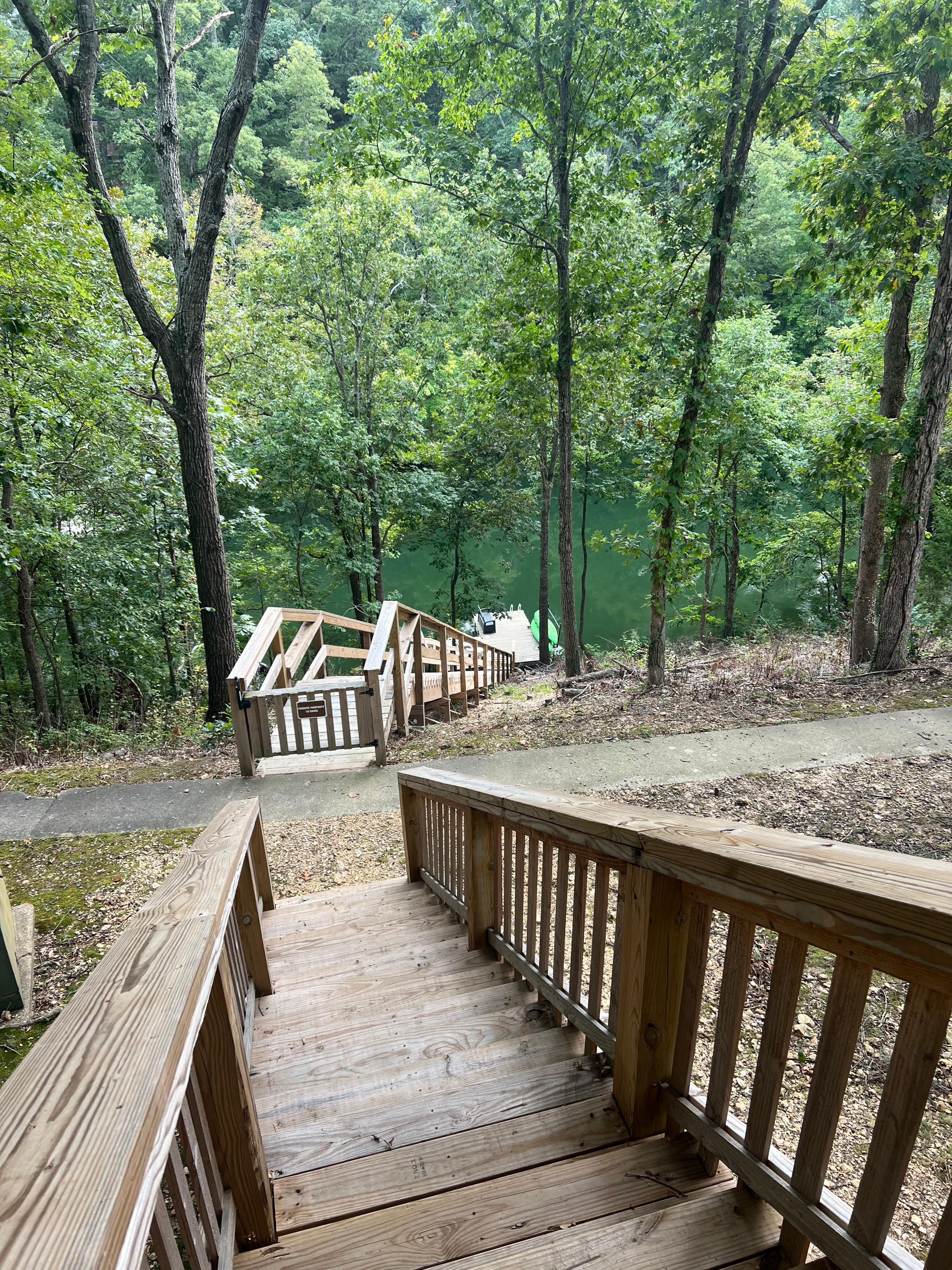 Deck stairs going to dock 