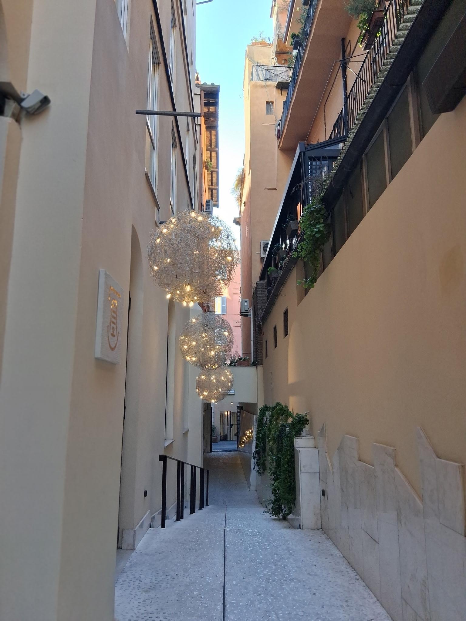 View from hotel entrance to city street Via Margutta. 