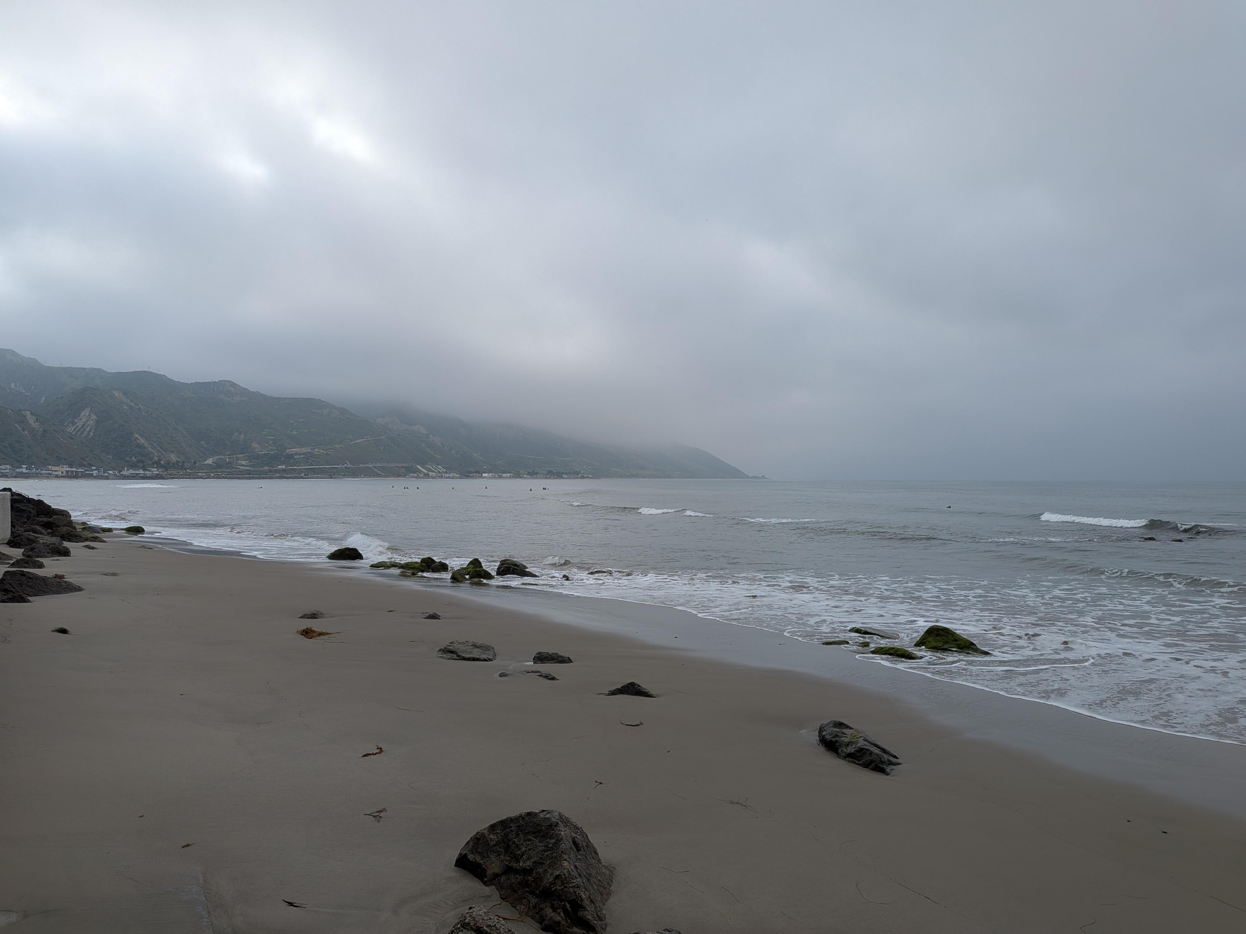 View to the east from the top of the sea wall.
