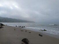 View to the east from the top of the sea wall.