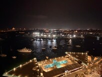 Roof terrace view at night