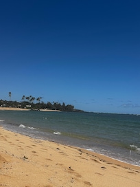 Beach view, steps away from the left side of the condo.