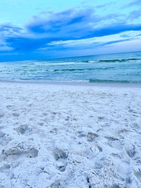 Beach right outside resort