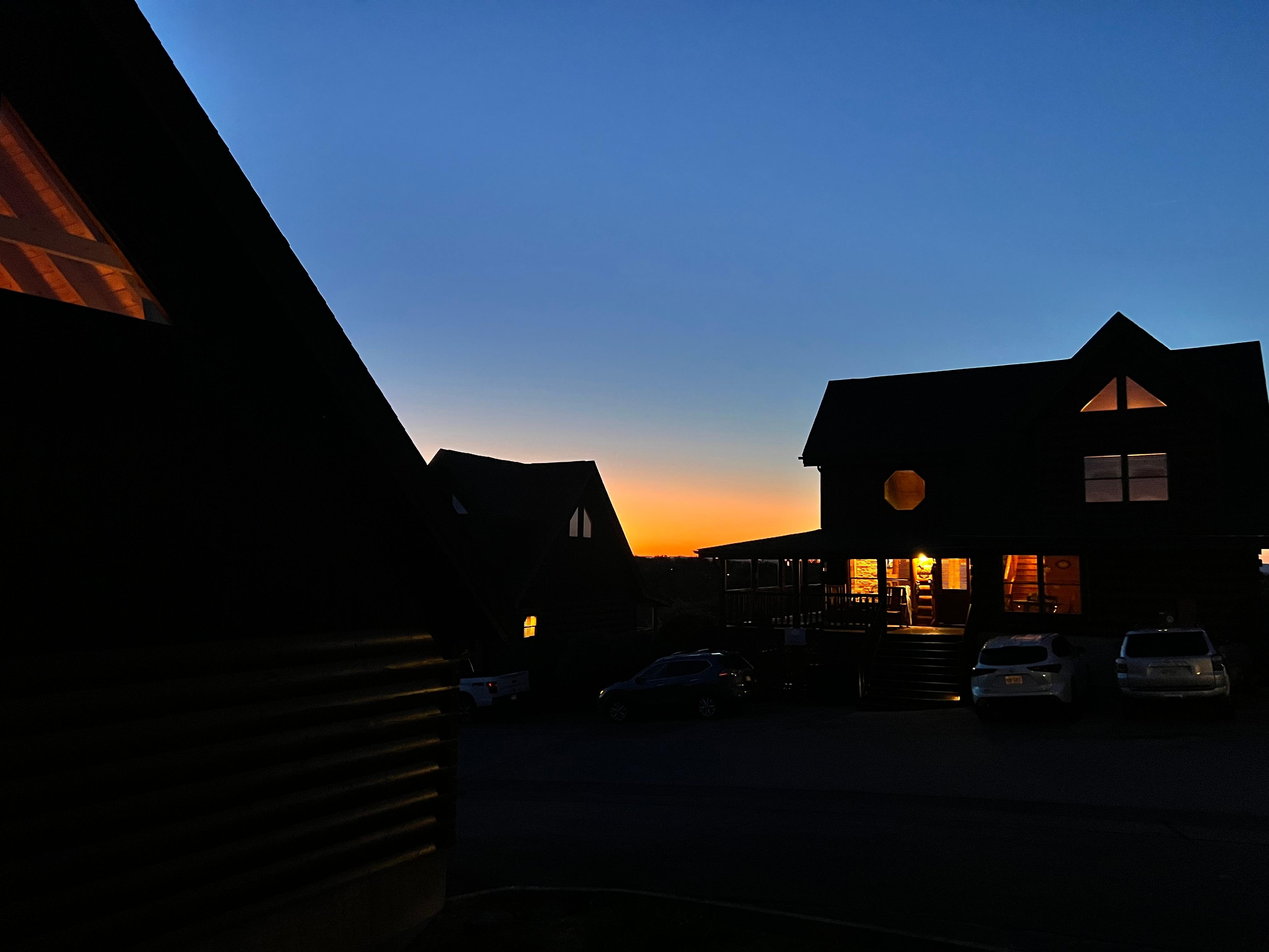 Sunset across the street from the cabin.