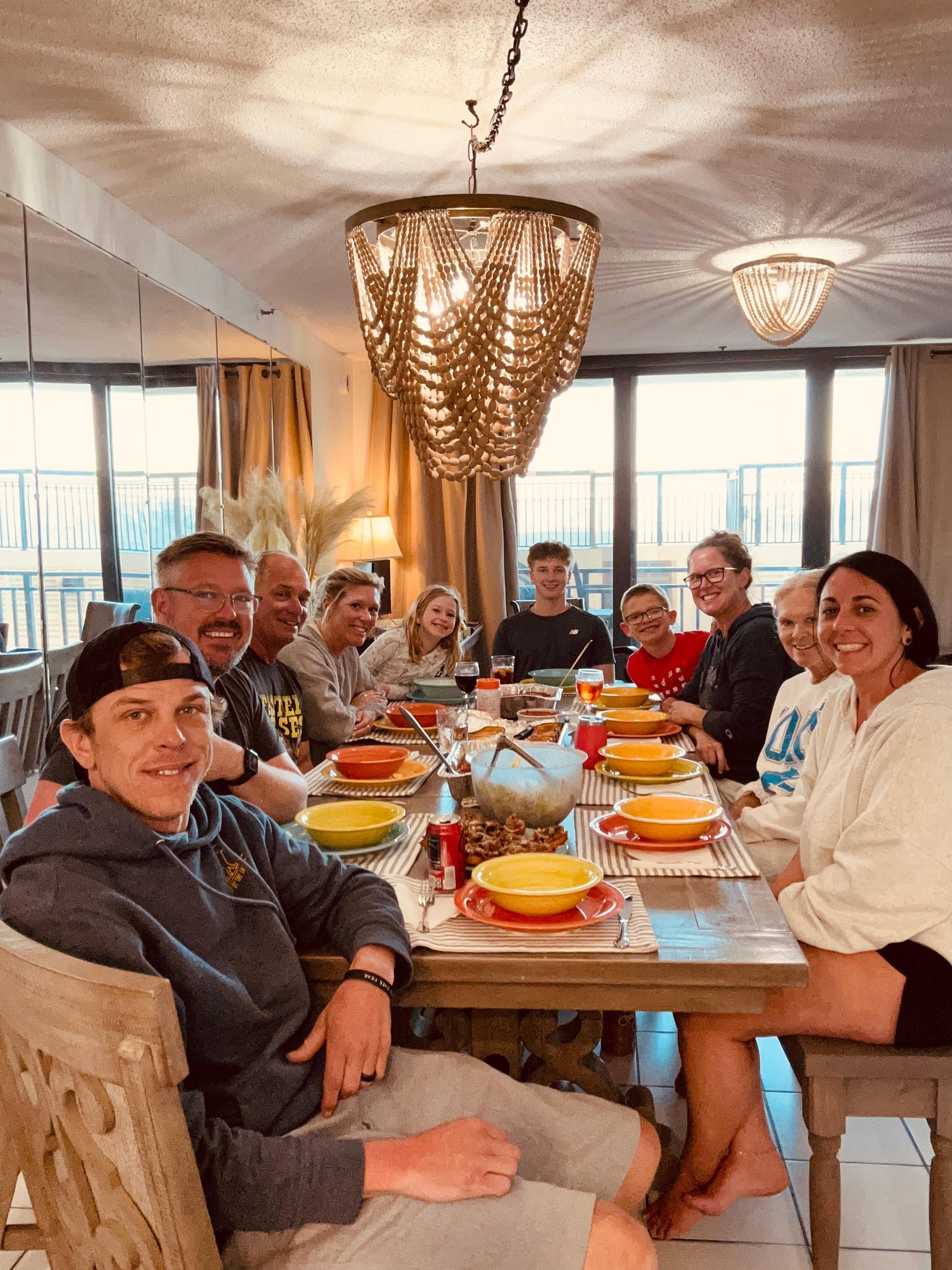 Family dinner of ten. 