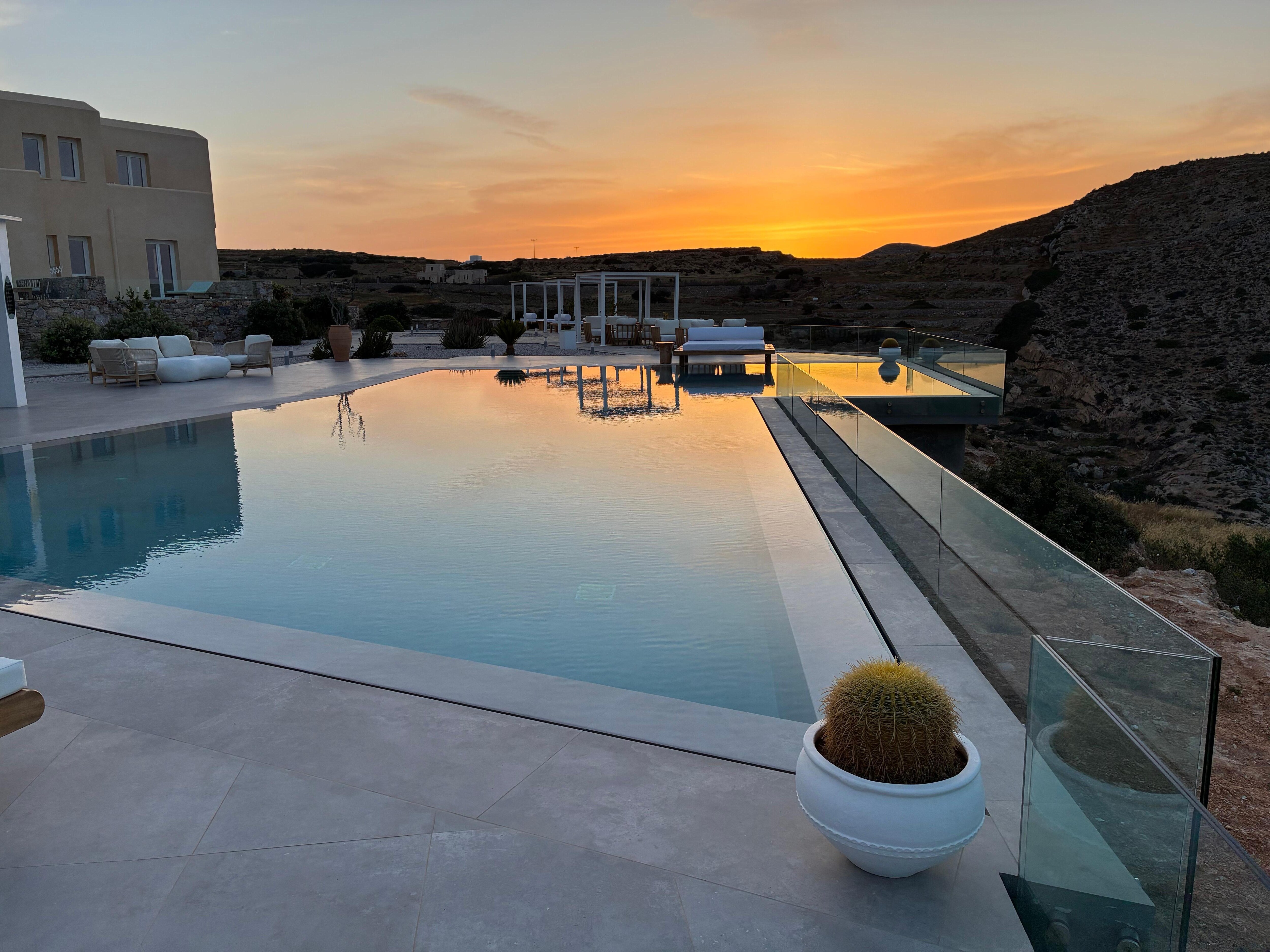 Sunset by the pool