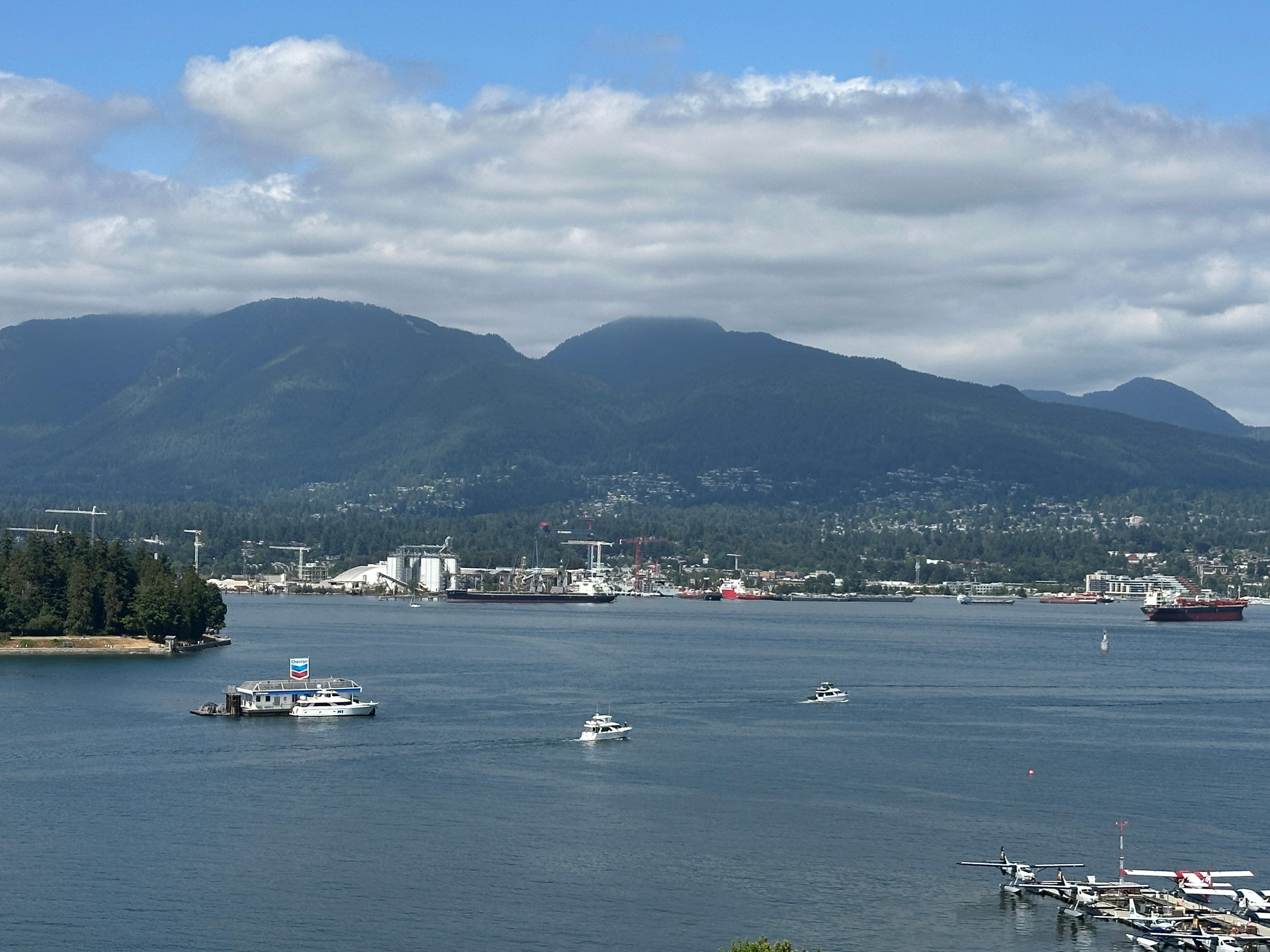 View of Coal Harbor from our Pinnacle Hotel Harbourfront balcony