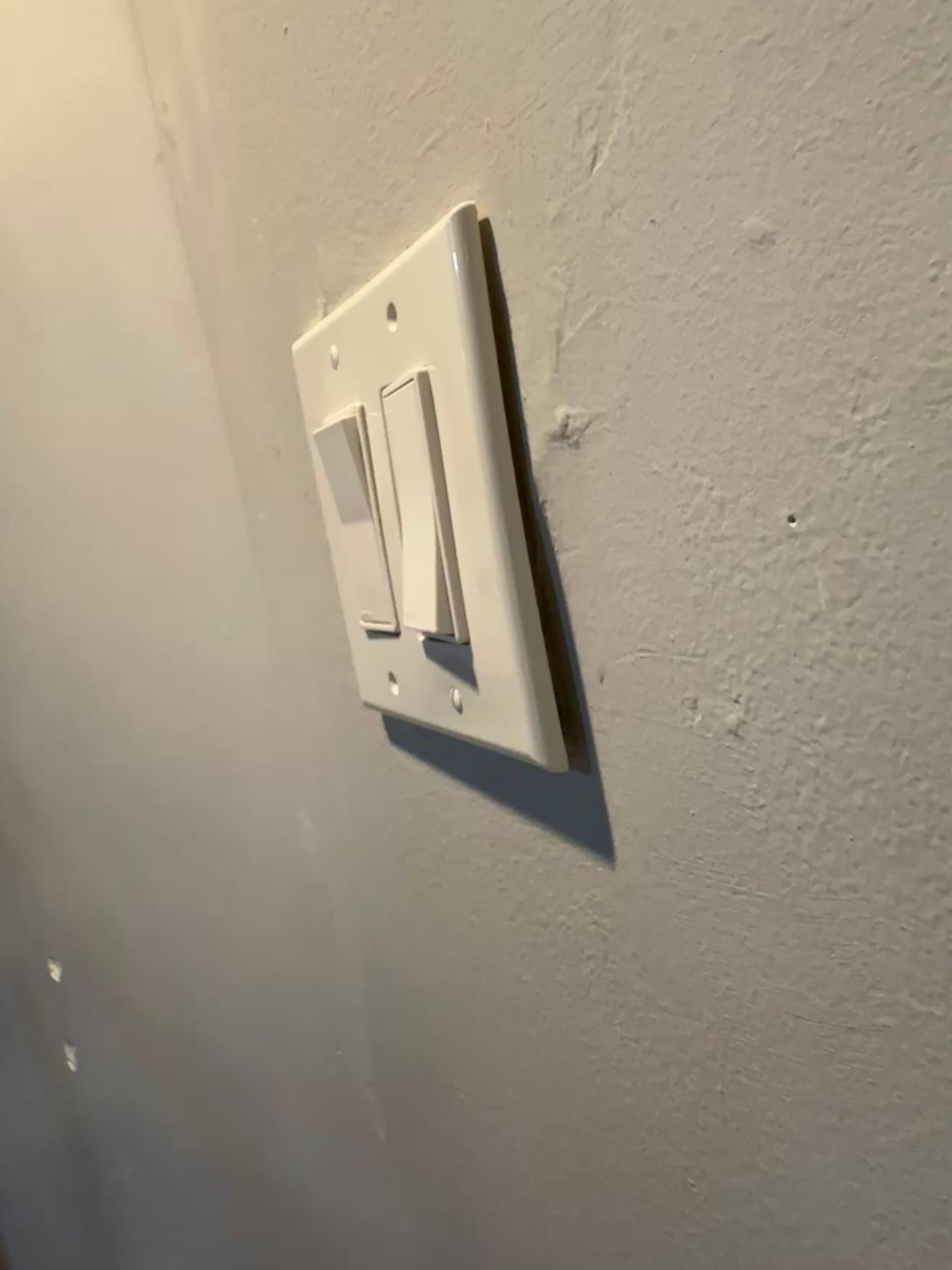 The outlets were all gaped and at an angle. The worst, not pictured was the bathroom switch as the plate was cut in half and not laying flush. I should have taken more pictures… I will say, is she was quick to respond and the linen smelled clean. 