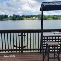View of the river from the deck.