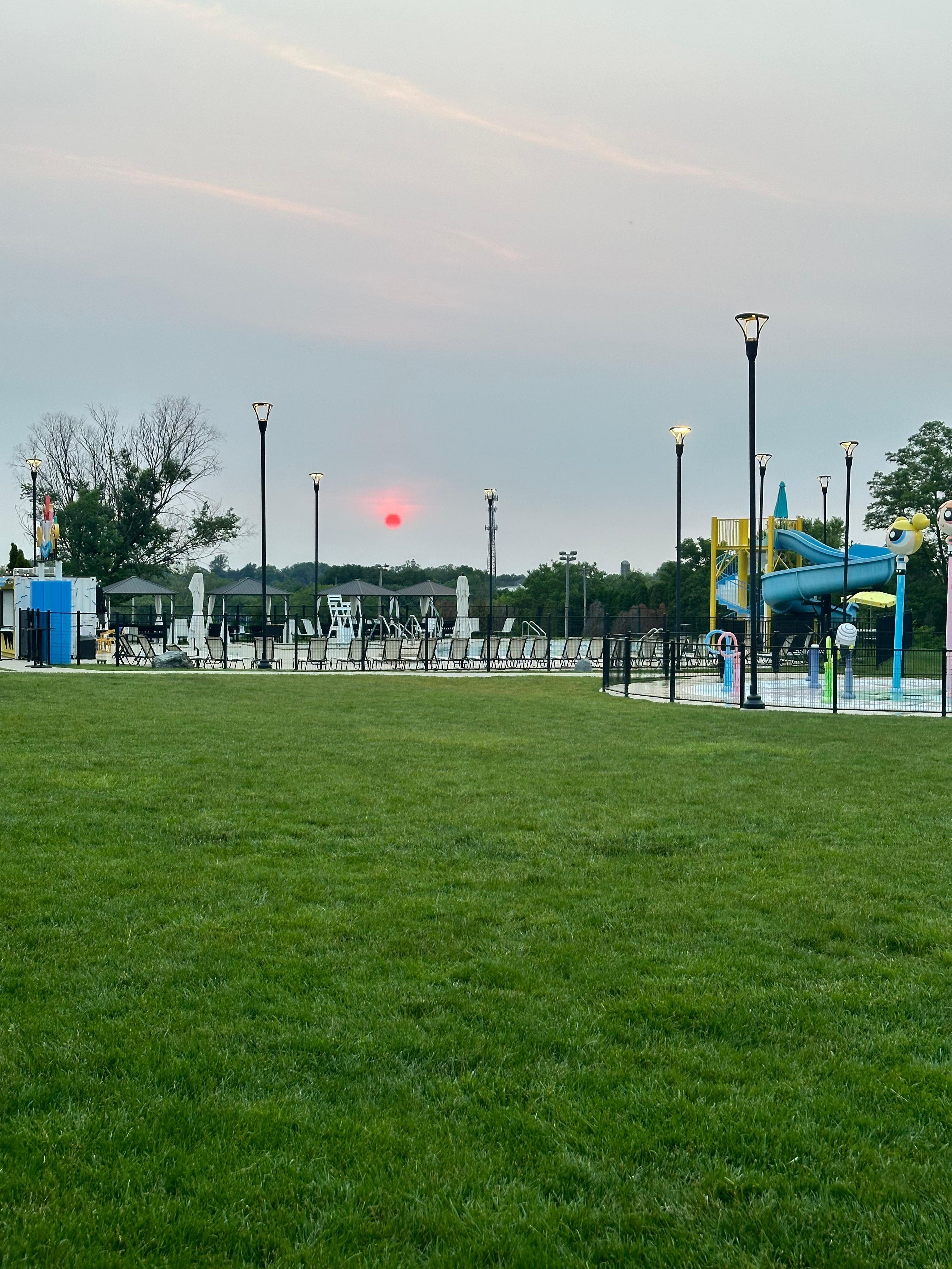 Outdoor pool and splash pad.