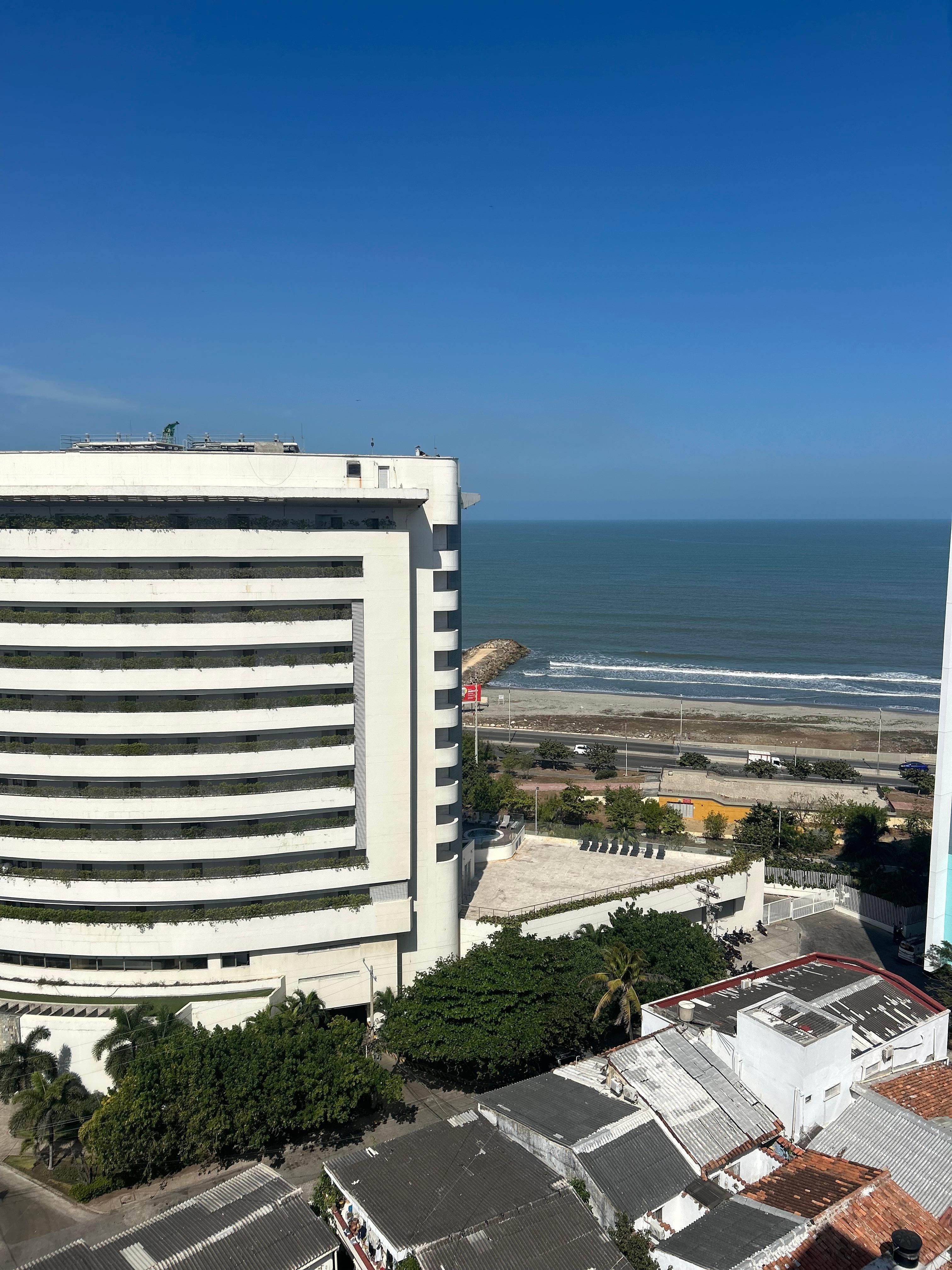 Roof top view of the ocean only a few minutes away.