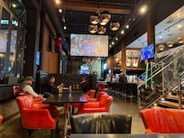 Sports Bar watching the Blue Jays in Hotel great vibe.