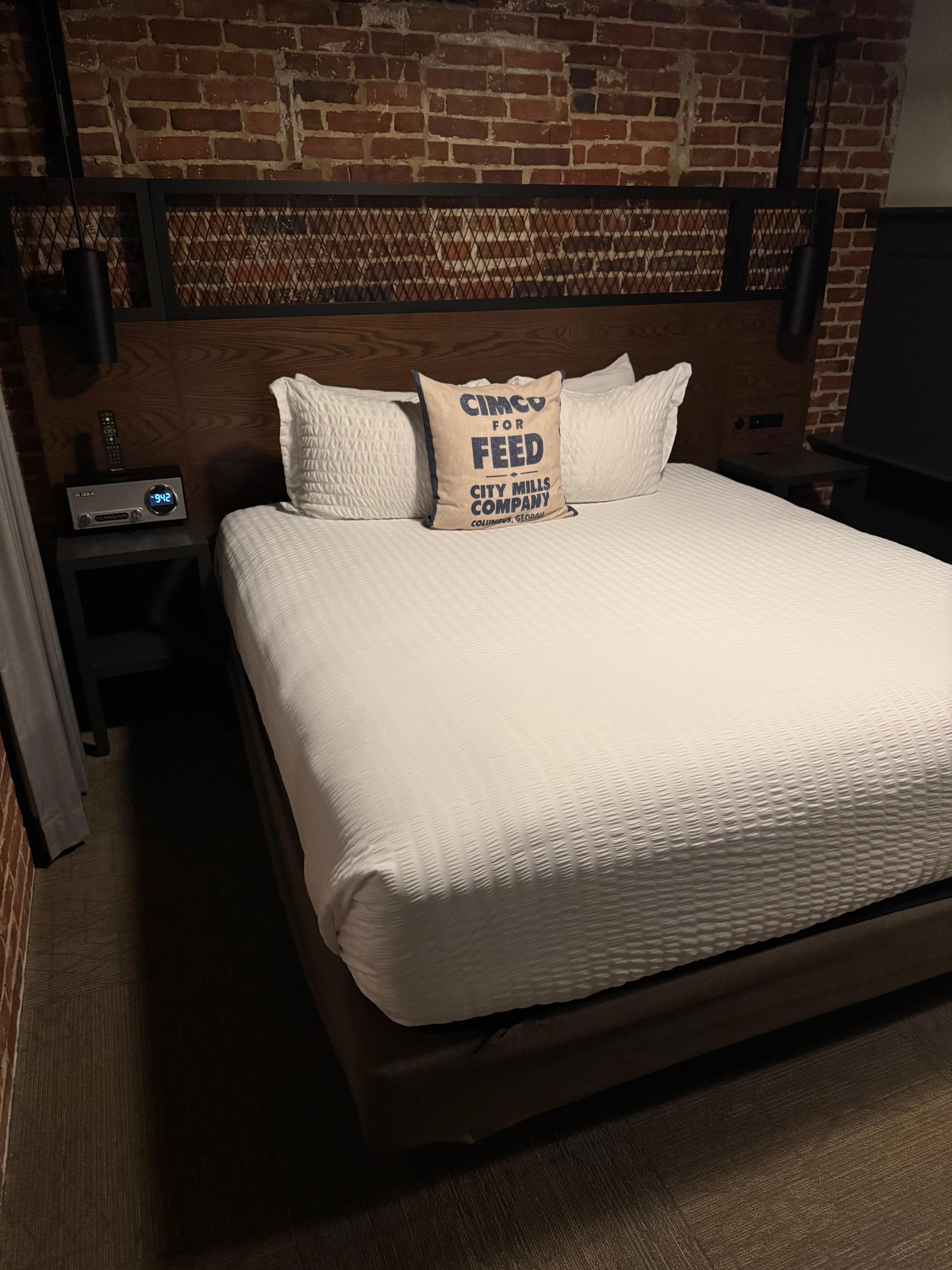 Comfortable bed. Room was clean and cozy.