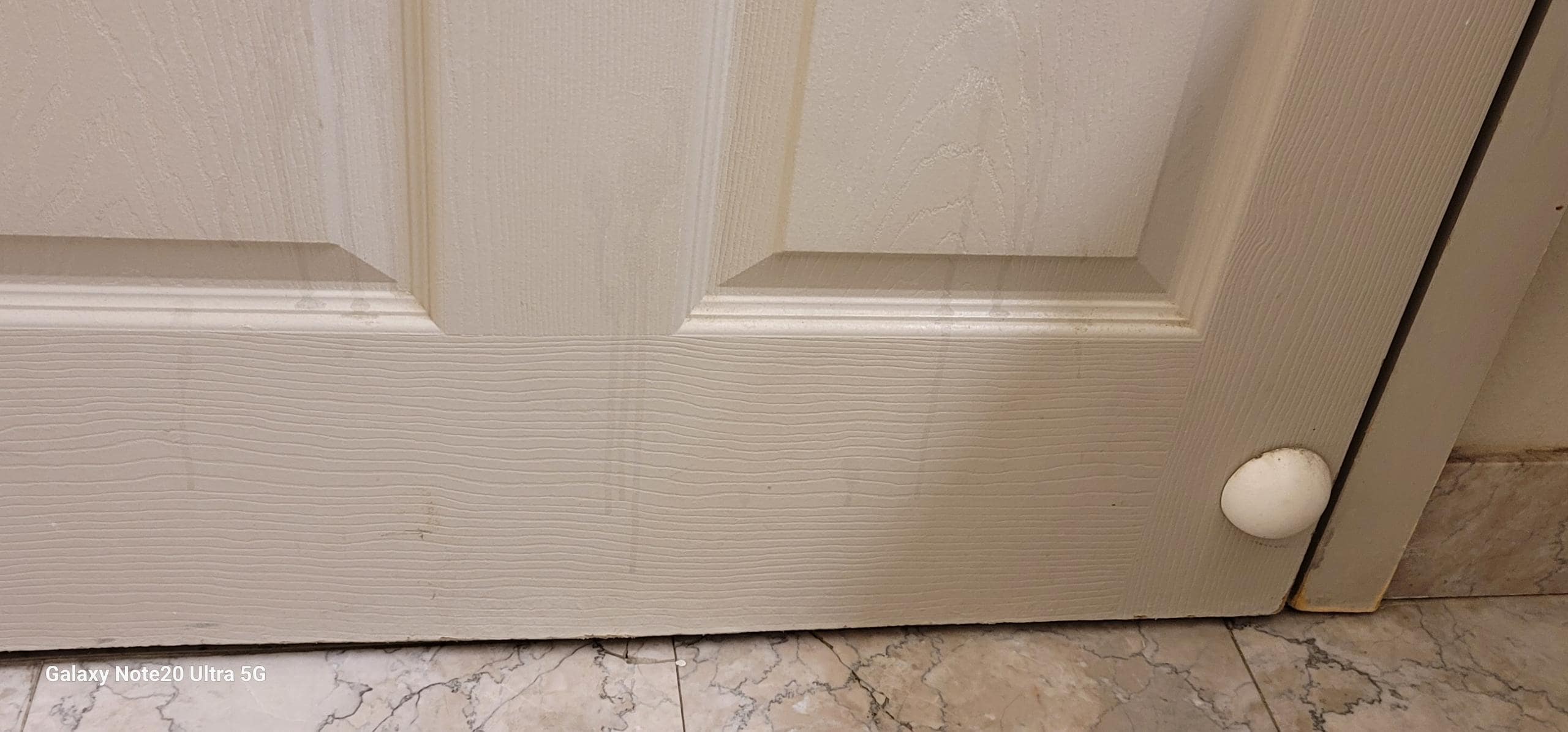 Something dripped down the bathroom door.  