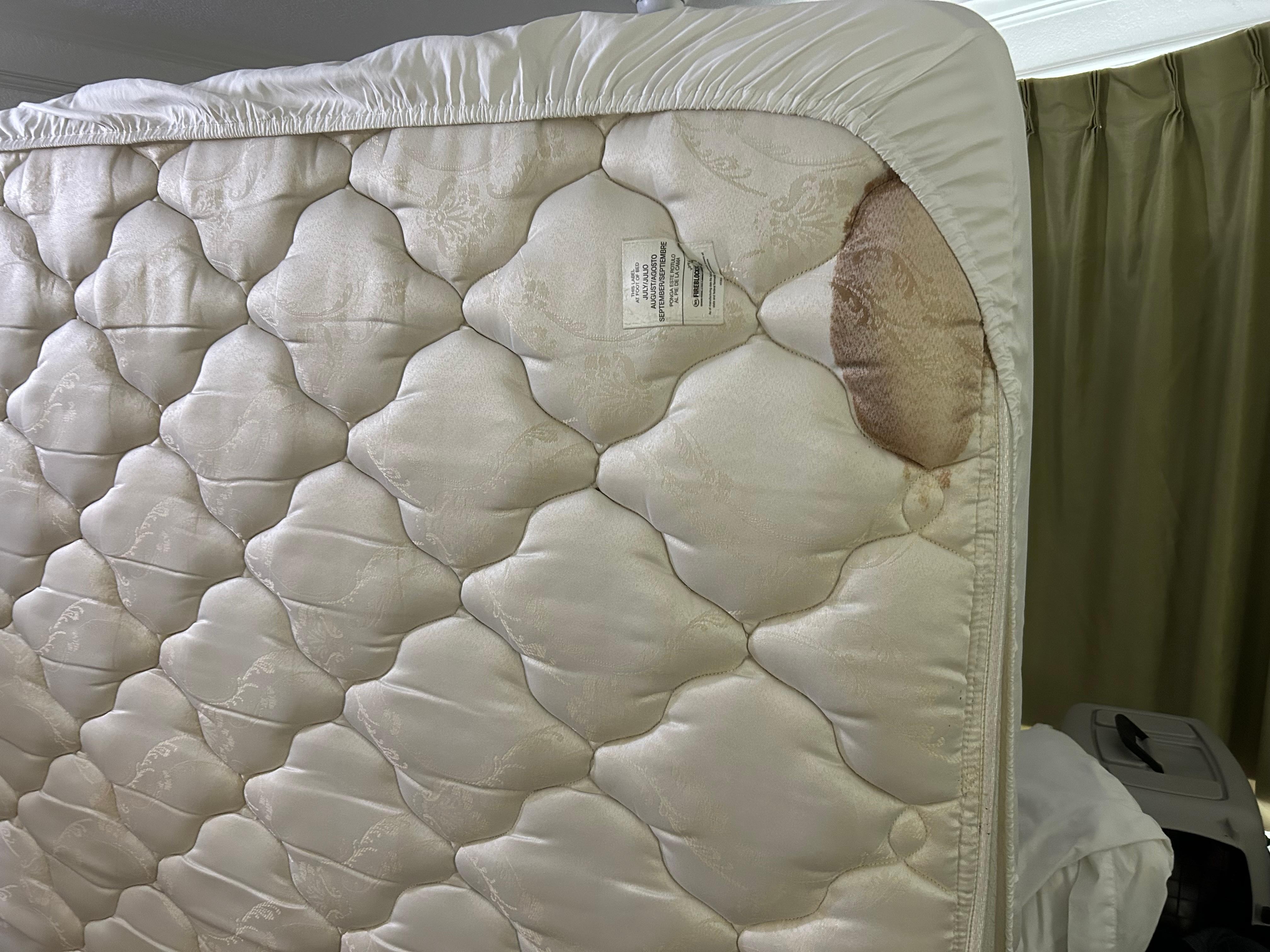 Underside of bed mattress.