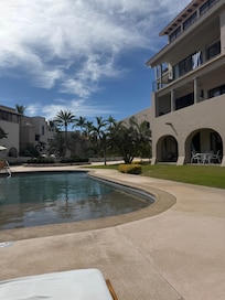 Condo is to the left of the pool - very convenient!