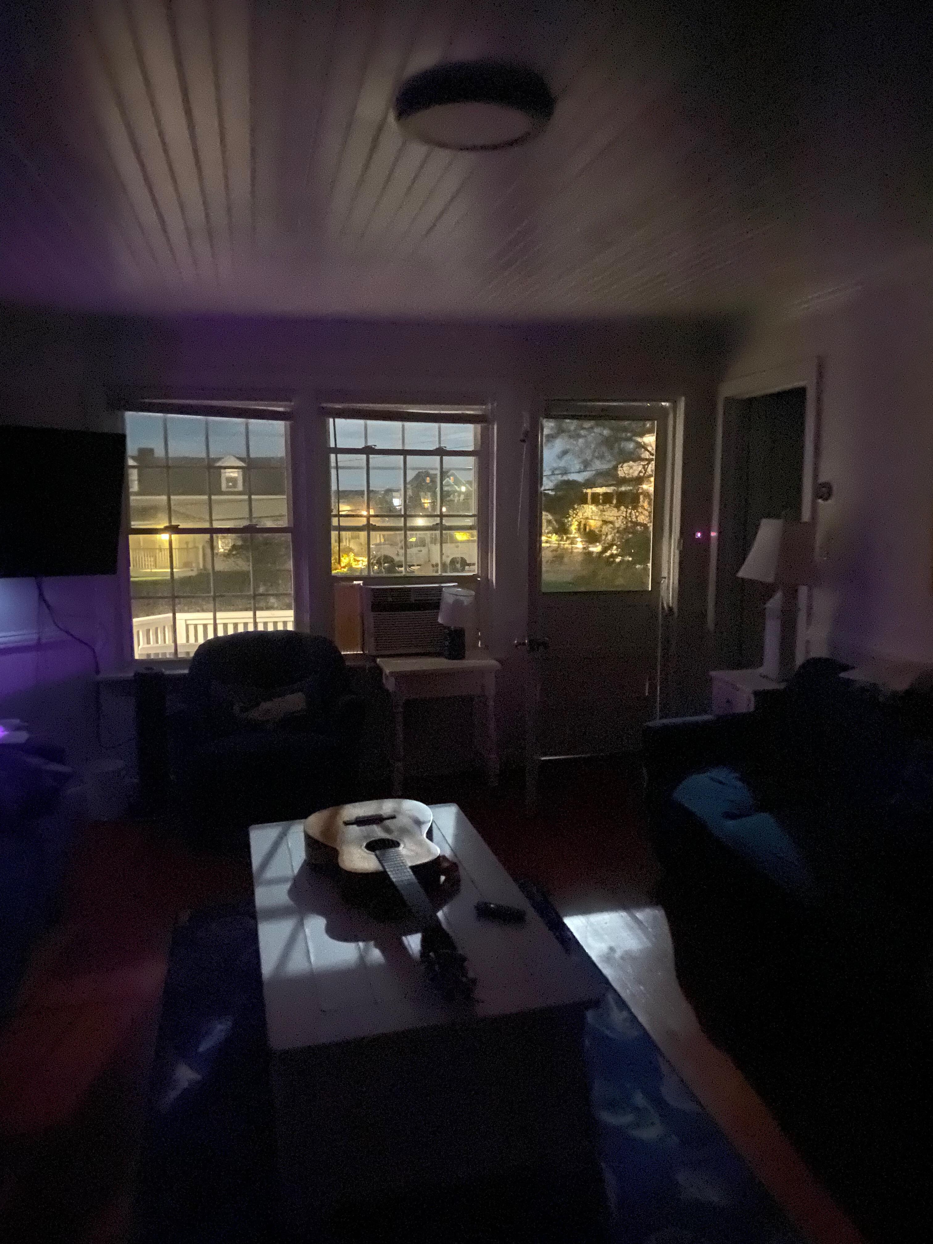 The living room with a view toward the Atlantic.
